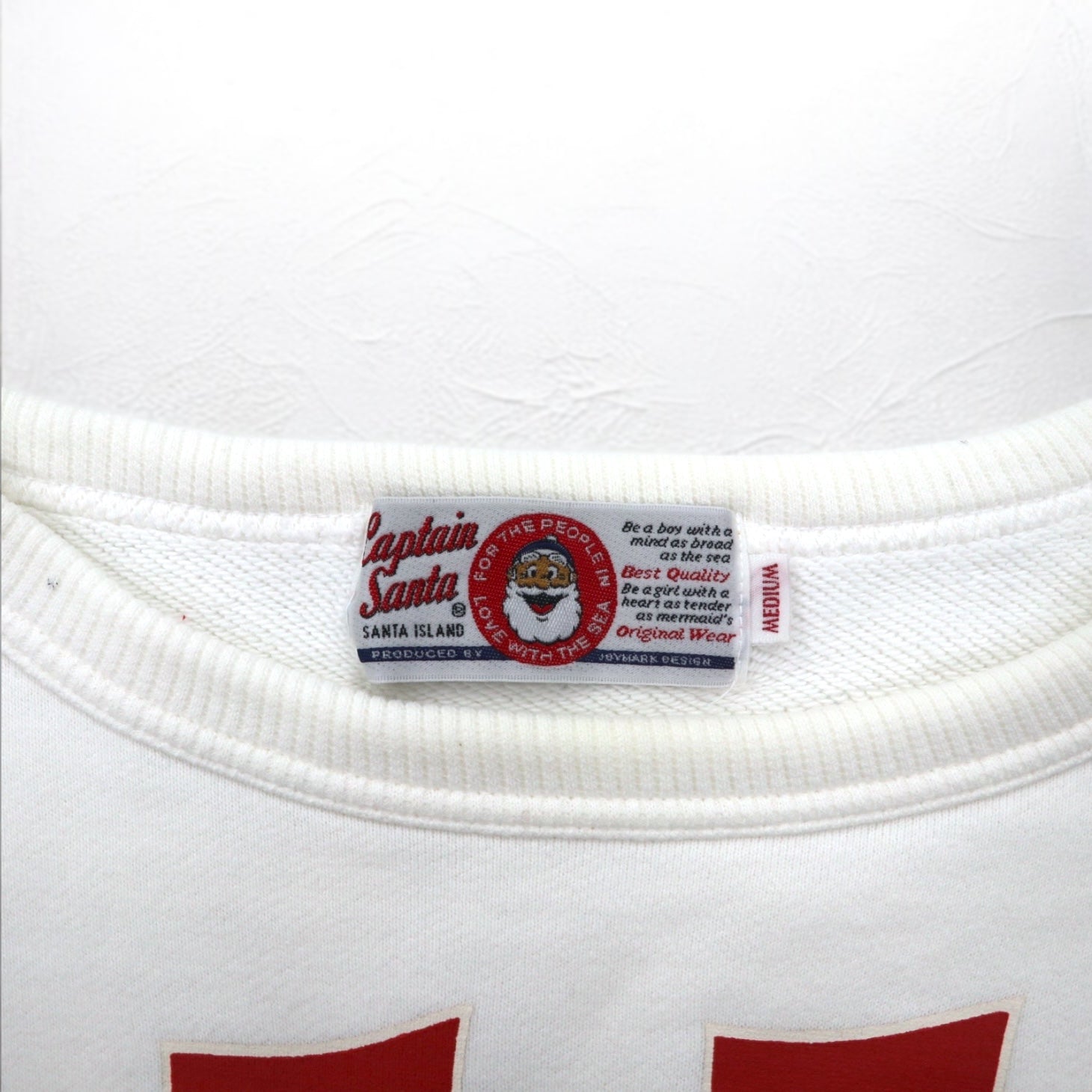 Captain Santa Maglia in felpa anni '80 con stampa di personaggi M Bianca Stampa fronte-retro Made in Japan