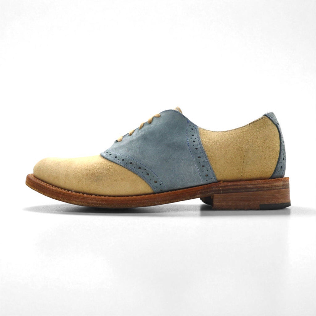 Vintage Shoe Company Scarpe Saddle in pelle scamosciata Made in USA 26cm Beige V01688 T19138