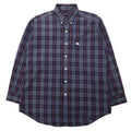 BURBERRY Vecchia camicia button-down Nova Check, taglia L, blu navy, cotone, logo ricamato