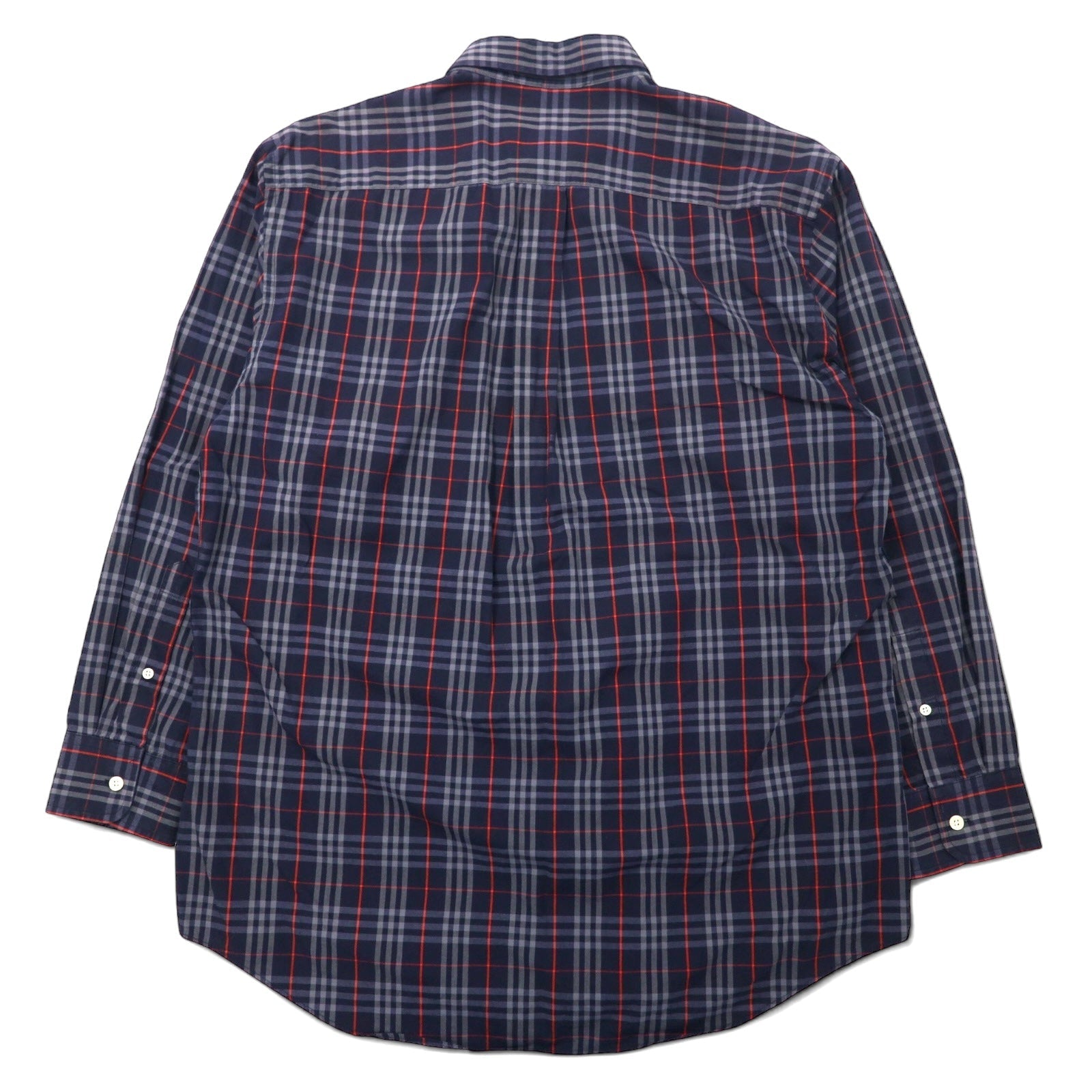 BURBERRY Vecchia camicia button-down Nova Check, taglia L, blu navy, cotone, logo ricamato