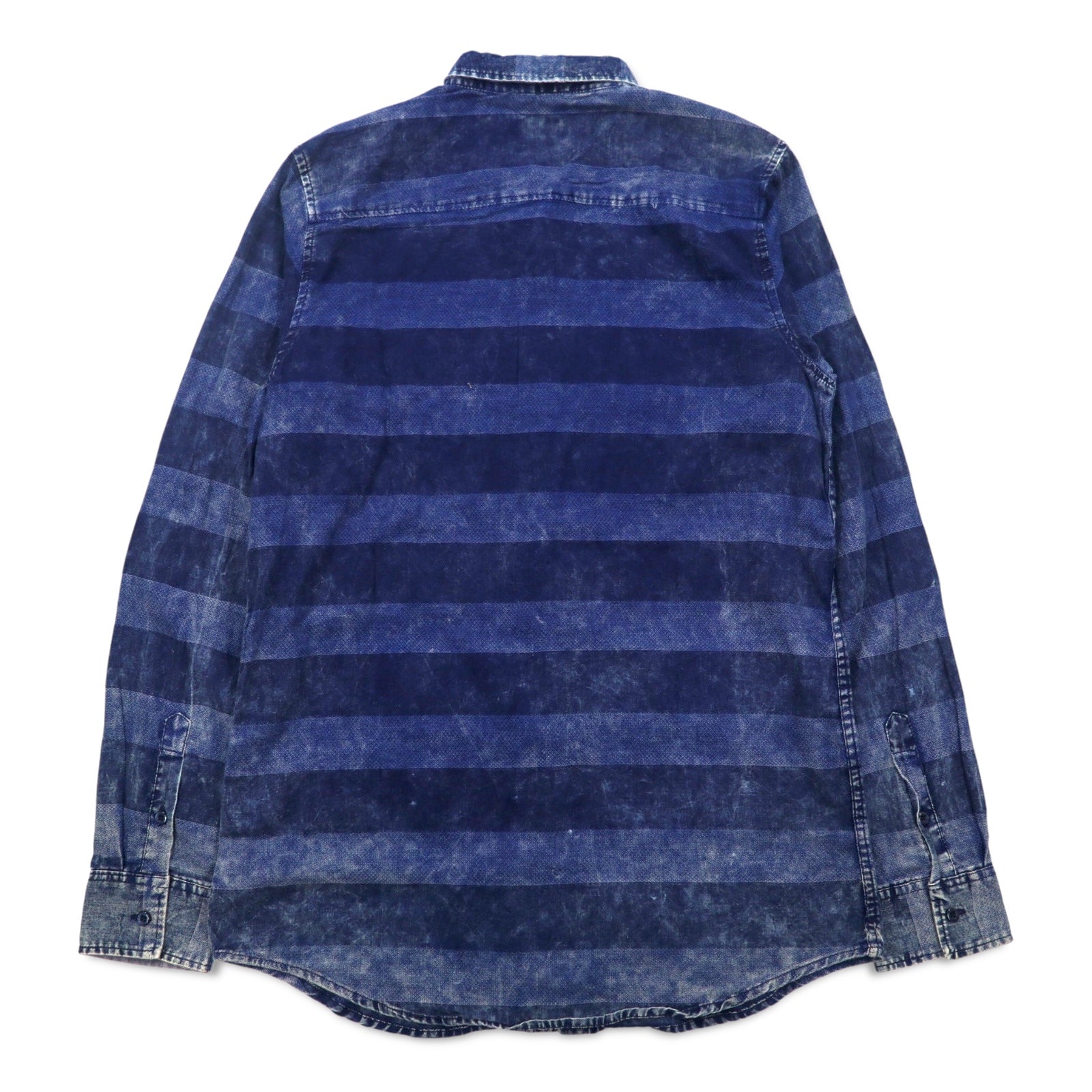 Polo by Ralph Lauren anni '90, camicia a righe in denim lavato con acido, taglia XXL, blu, ricamo piccolo pony