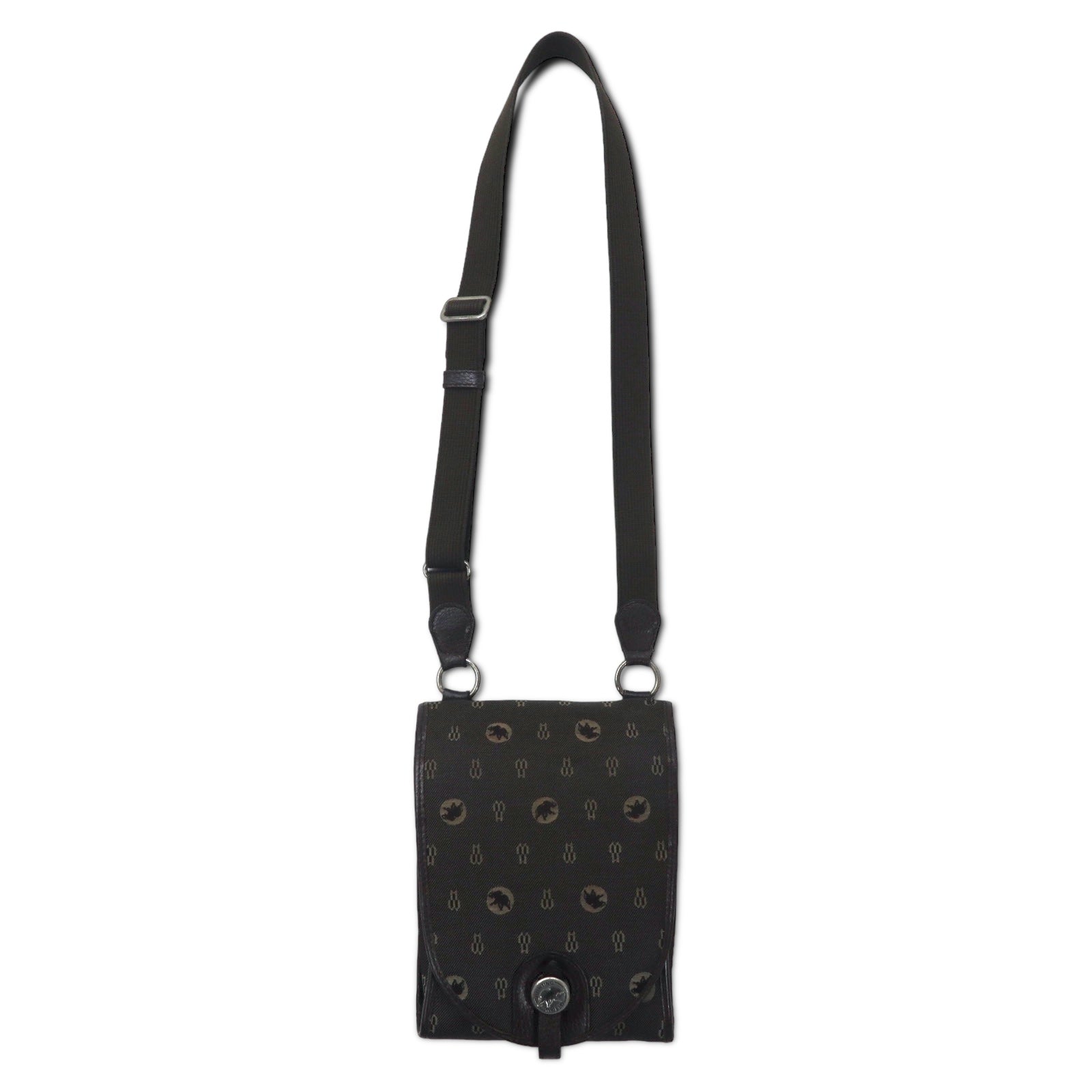 HUNTING WORLD Borsa a tracolla made in Italy Monogram crossbody marrone tela logo all-over