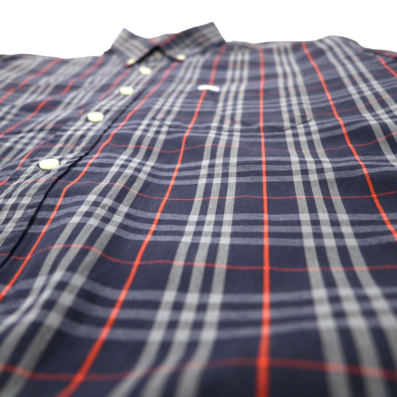 BURBERRY Vecchia camicia button-down Nova Check, taglia L, blu navy, cotone, logo ricamato