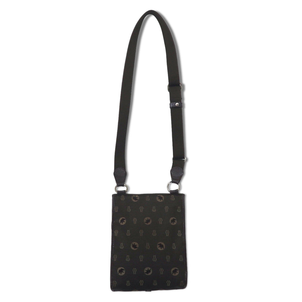 HUNTING WORLD Borsa a tracolla made in Italy Monogram crossbody marrone tela logo all-over