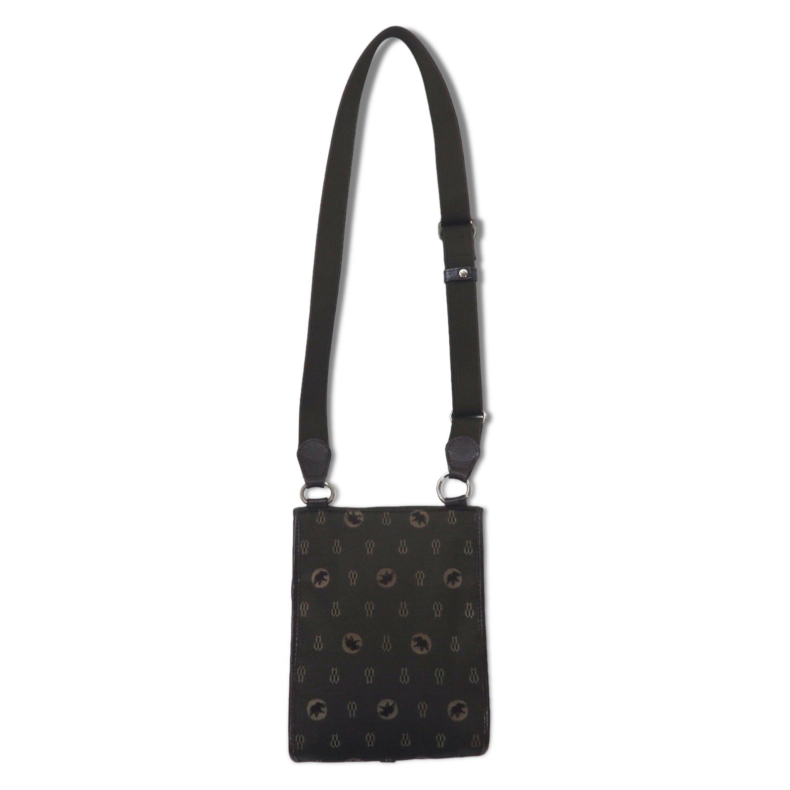 HUNTING WORLD Borsa a tracolla made in Italy Monogram crossbody marrone tela logo all-over