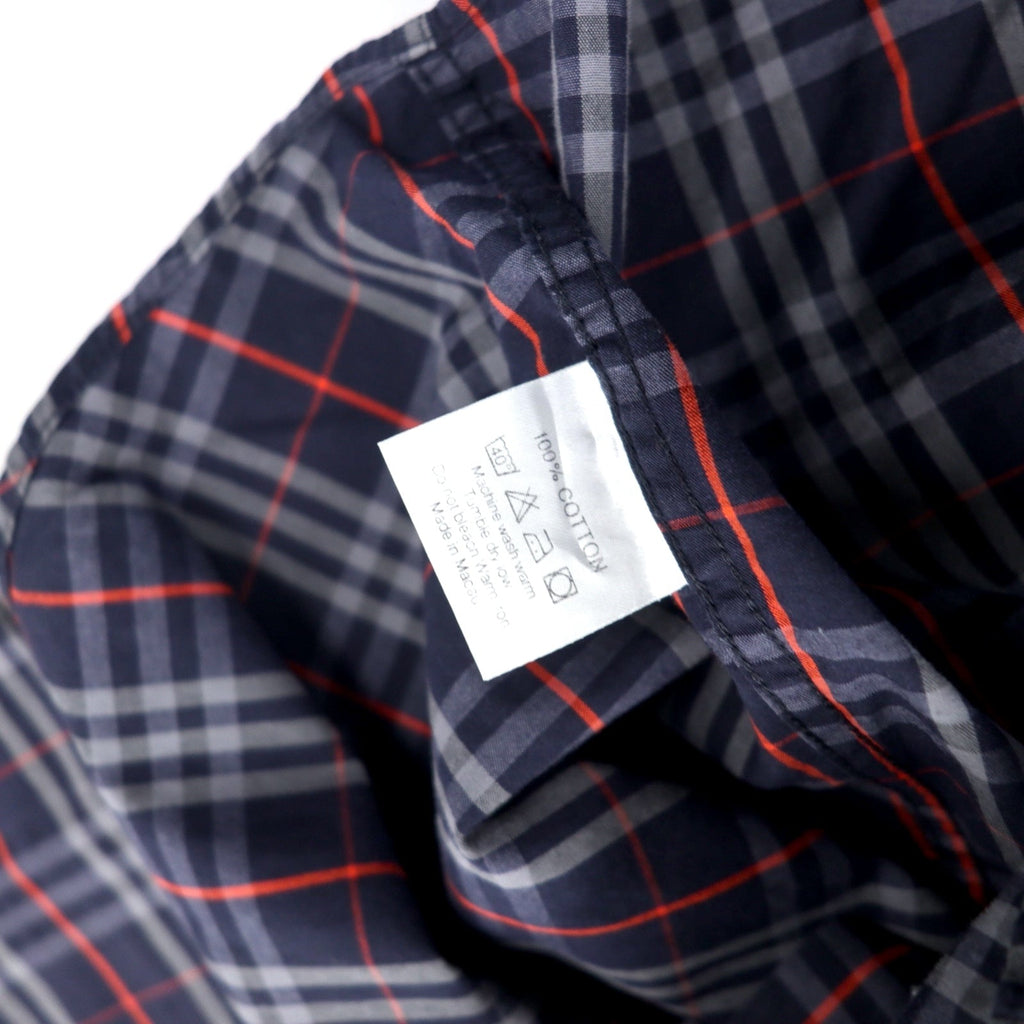 BURBERRY Vecchia camicia button-down Nova Check, taglia L, blu navy, cotone, logo ricamato