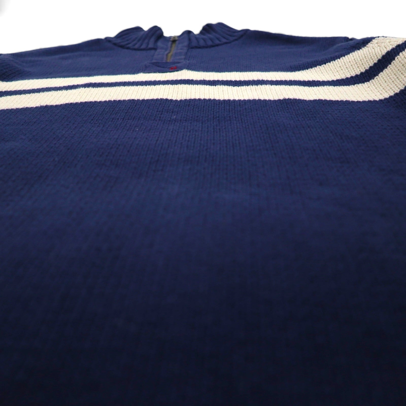 Polo Ralph Lauren ハーフジップ ニット セーター 2XL ネイビー コットン ラインデザイン