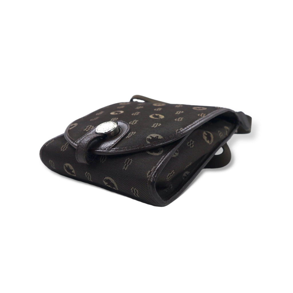 HUNTING WORLD Borsa a tracolla made in Italy Monogram crossbody marrone tela logo all-over
