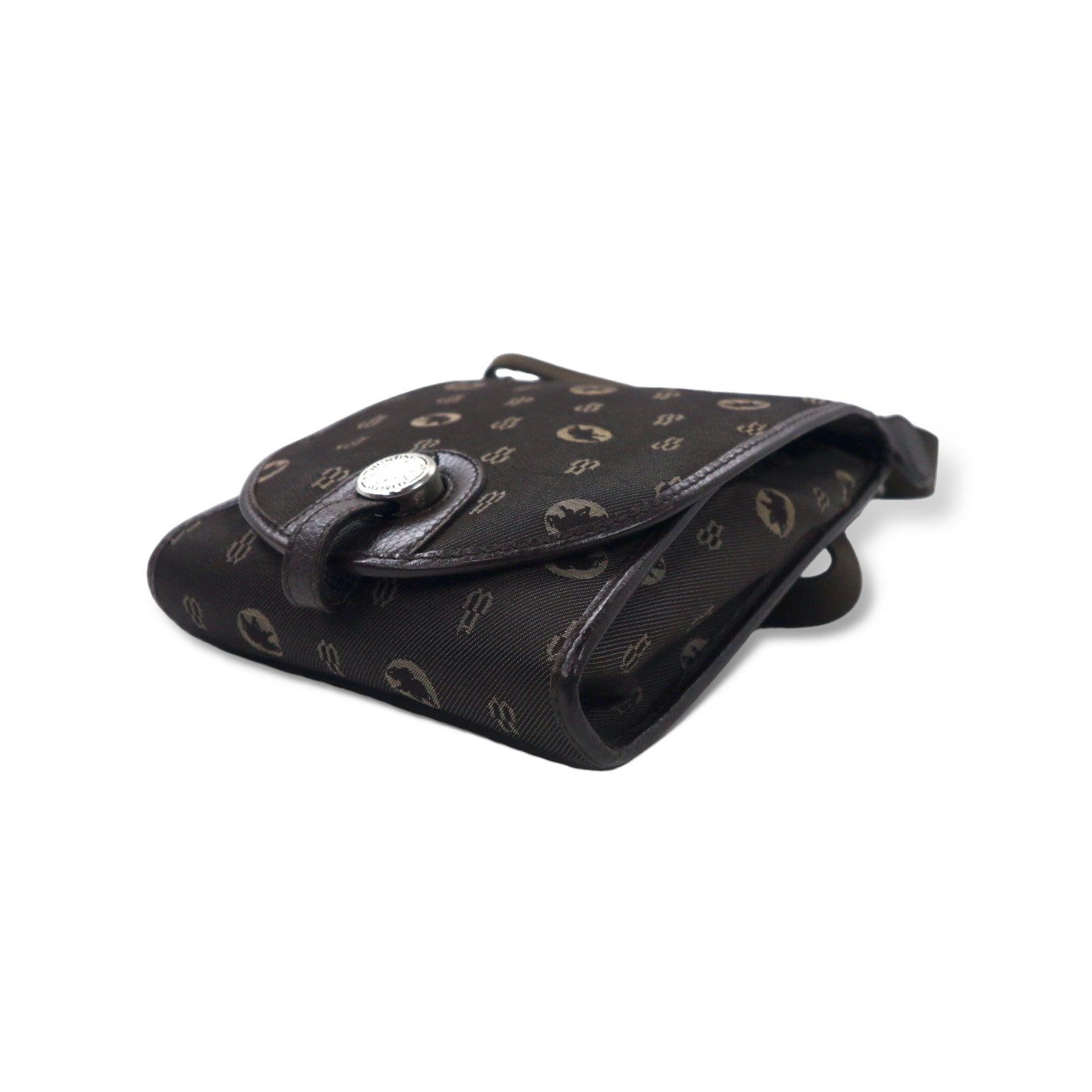 HUNTING WORLD Borsa a tracolla made in Italy Monogram crossbody marrone tela logo all-over