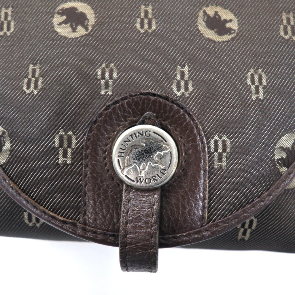 HUNTING WORLD Borsa a tracolla made in Italy Monogram crossbody marrone tela logo all-over
