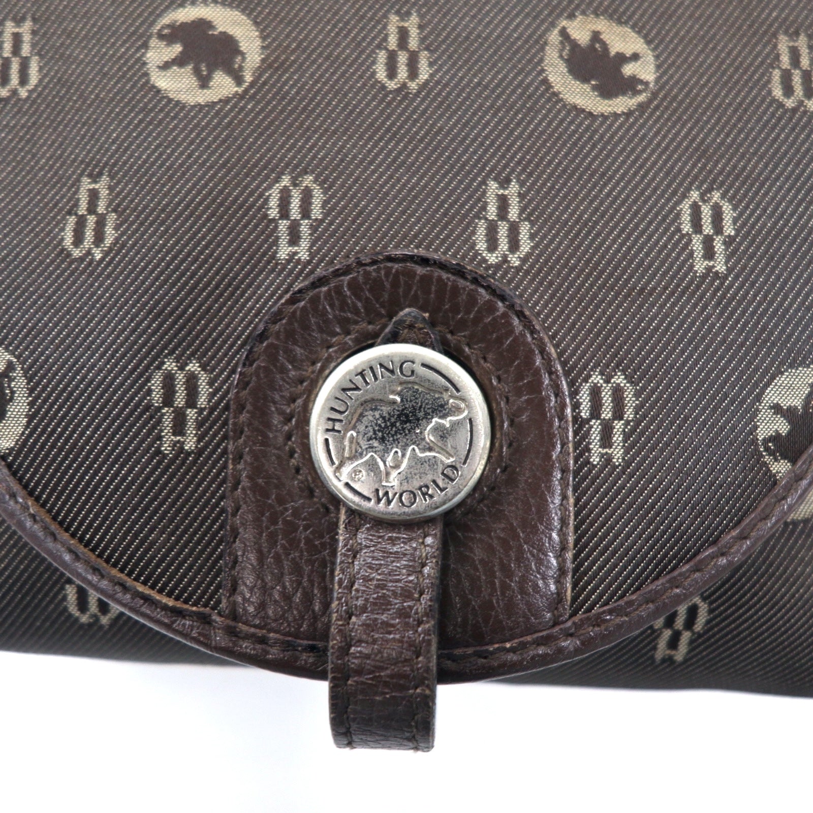HUNTING WORLD Borsa a tracolla made in Italy Monogram crossbody marrone tela logo all-over