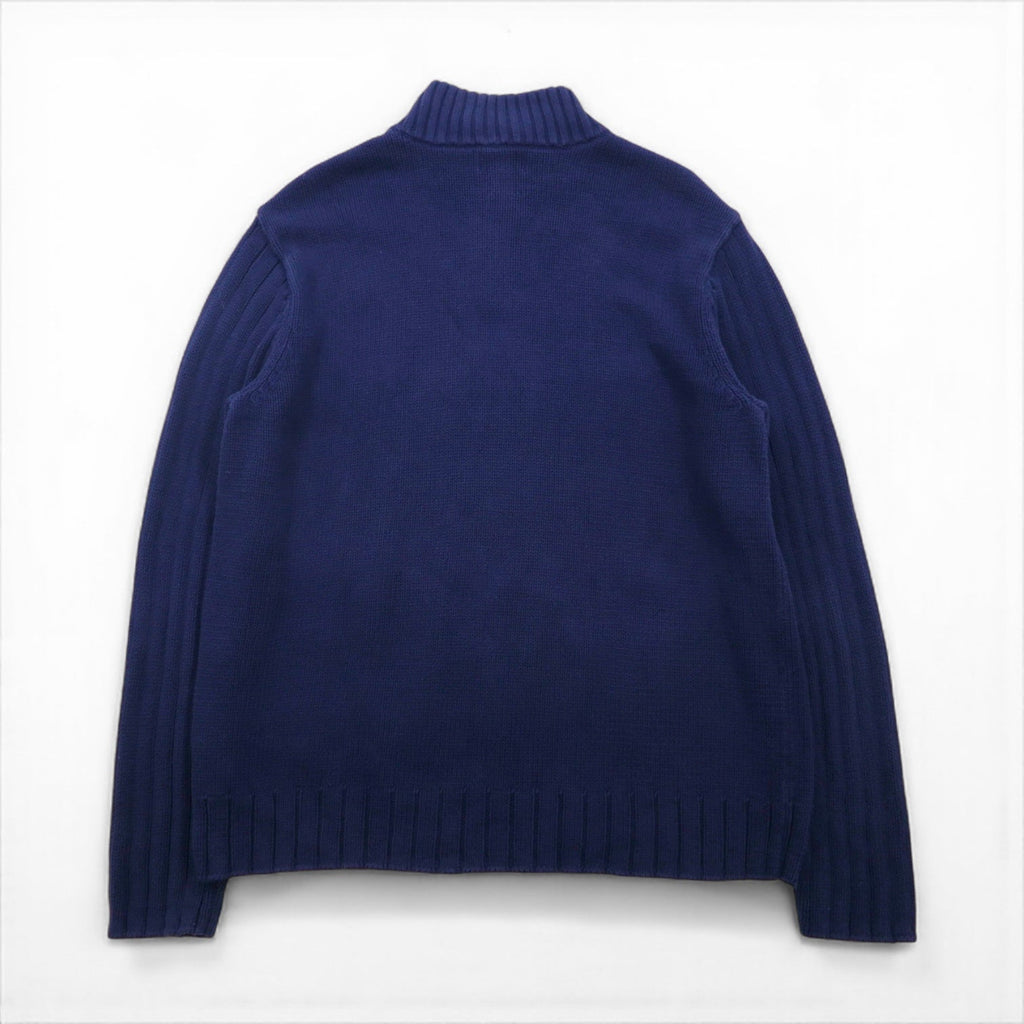 Polo Ralph Lauren ハーフジップ ニット セーター 2XL ネイビー コットン ラインデザイン