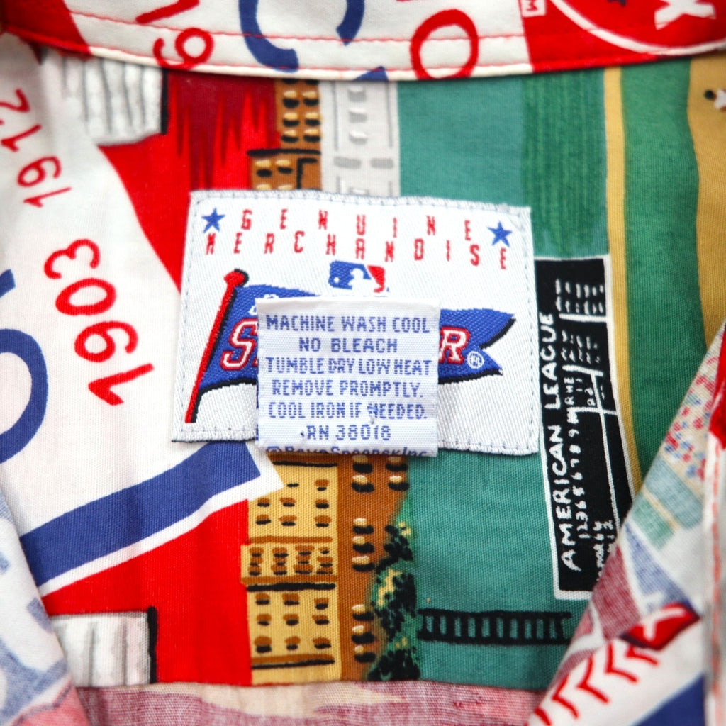 Reyn Spooner camicia hawaiana L rossa fantasia cotone MLB BOSTON RED SOX tasca sul petto