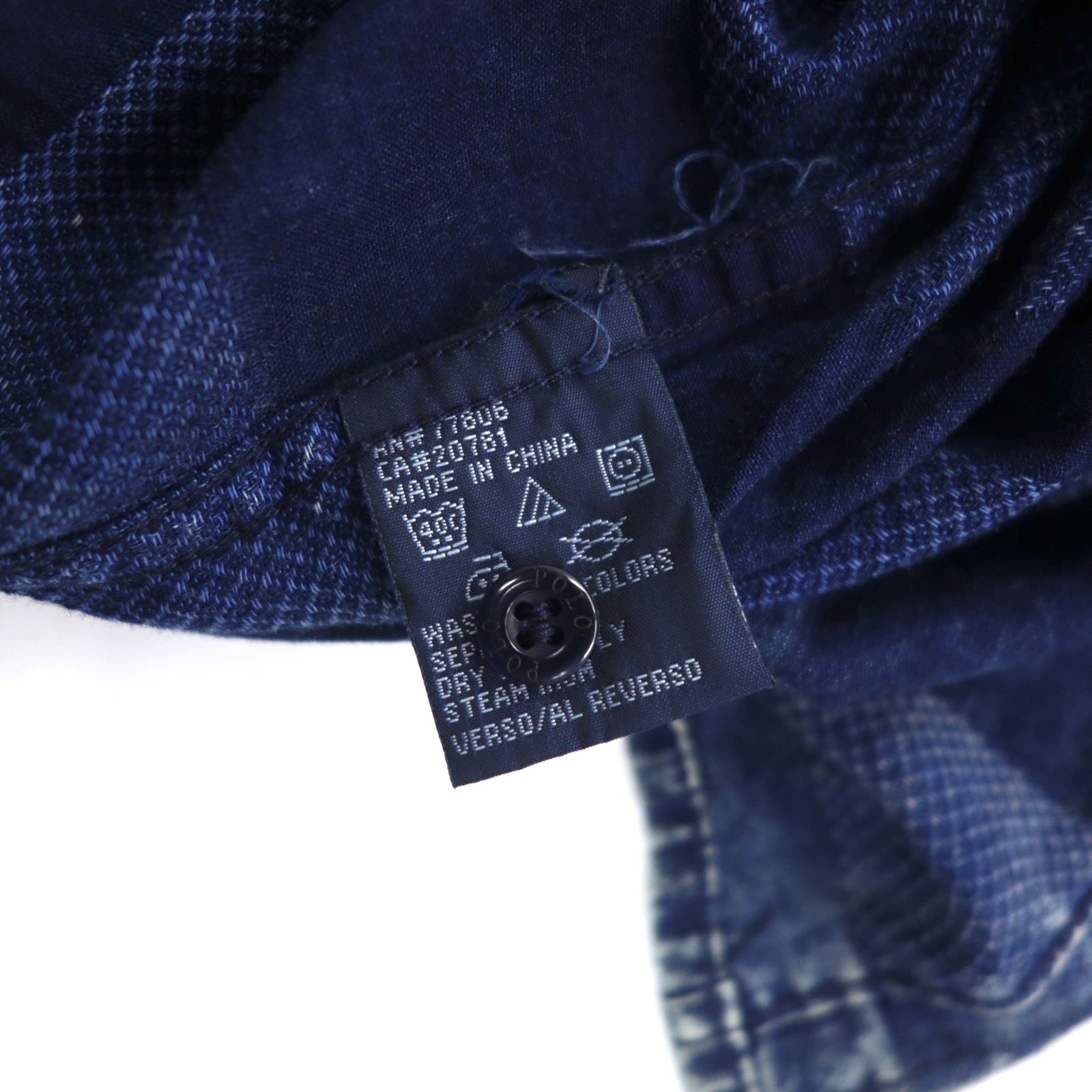 Polo by Ralph Lauren anni '90, camicia a righe in denim lavato con acido, taglia XXL, blu, ricamo piccolo pony