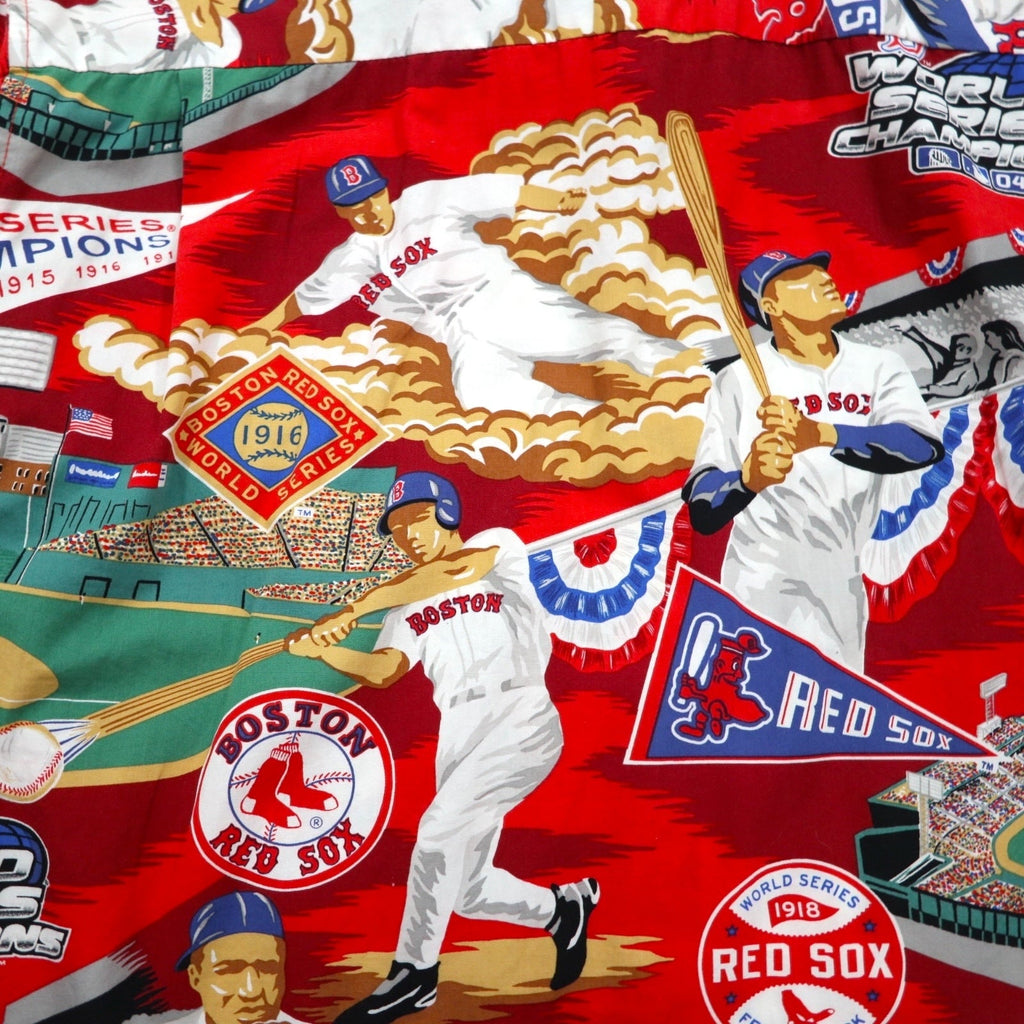 Reyn Spooner camicia hawaiana L rossa fantasia cotone MLB BOSTON RED SOX tasca sul petto