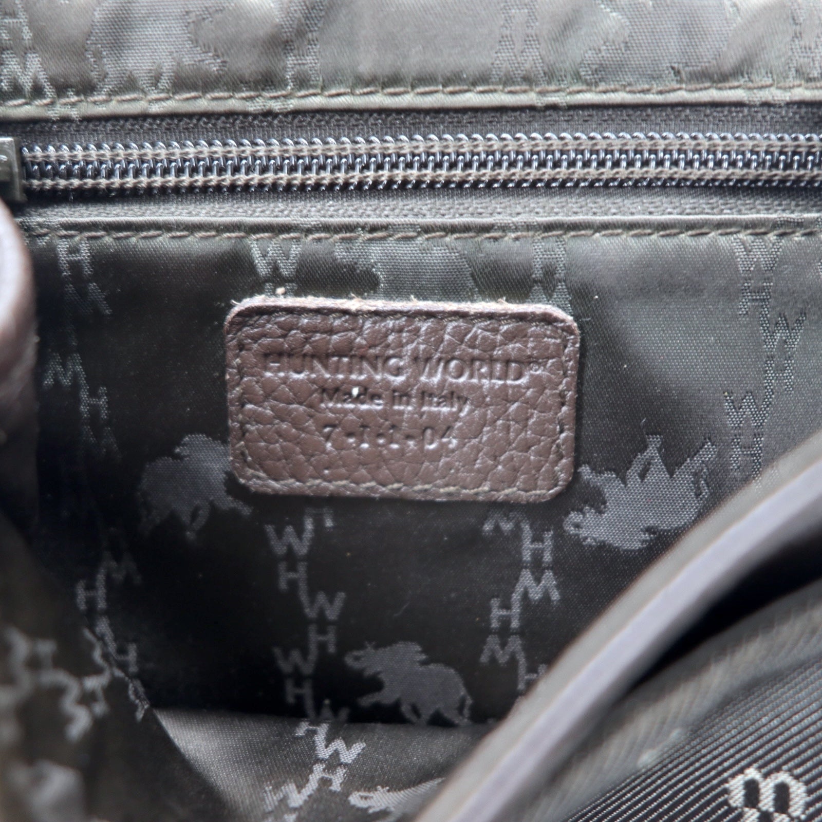 HUNTING WORLD Borsa a tracolla made in Italy Monogram crossbody marrone tela logo all-over
