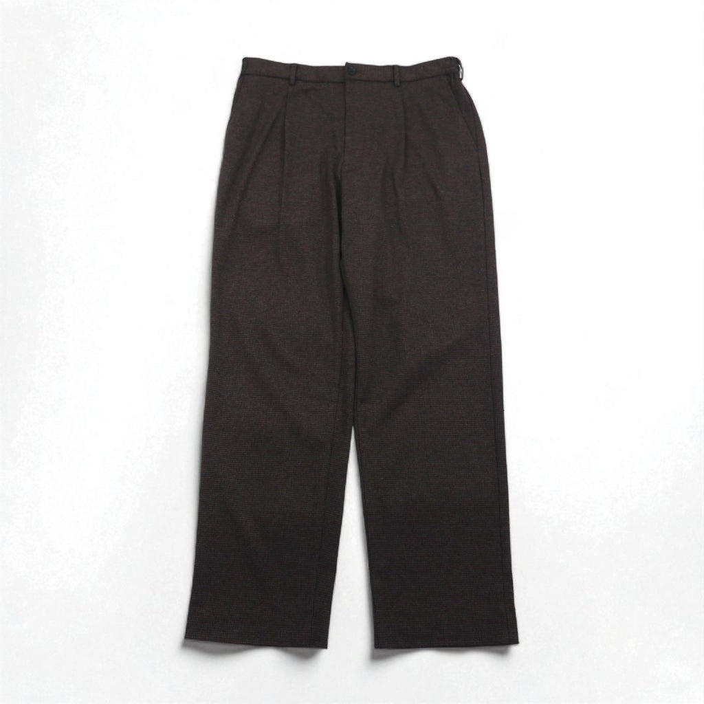 UNIQLO pantaloni ampi con pieghe a quadretti easy fit tipo "slacks" taglia XL, marroni, in cotone