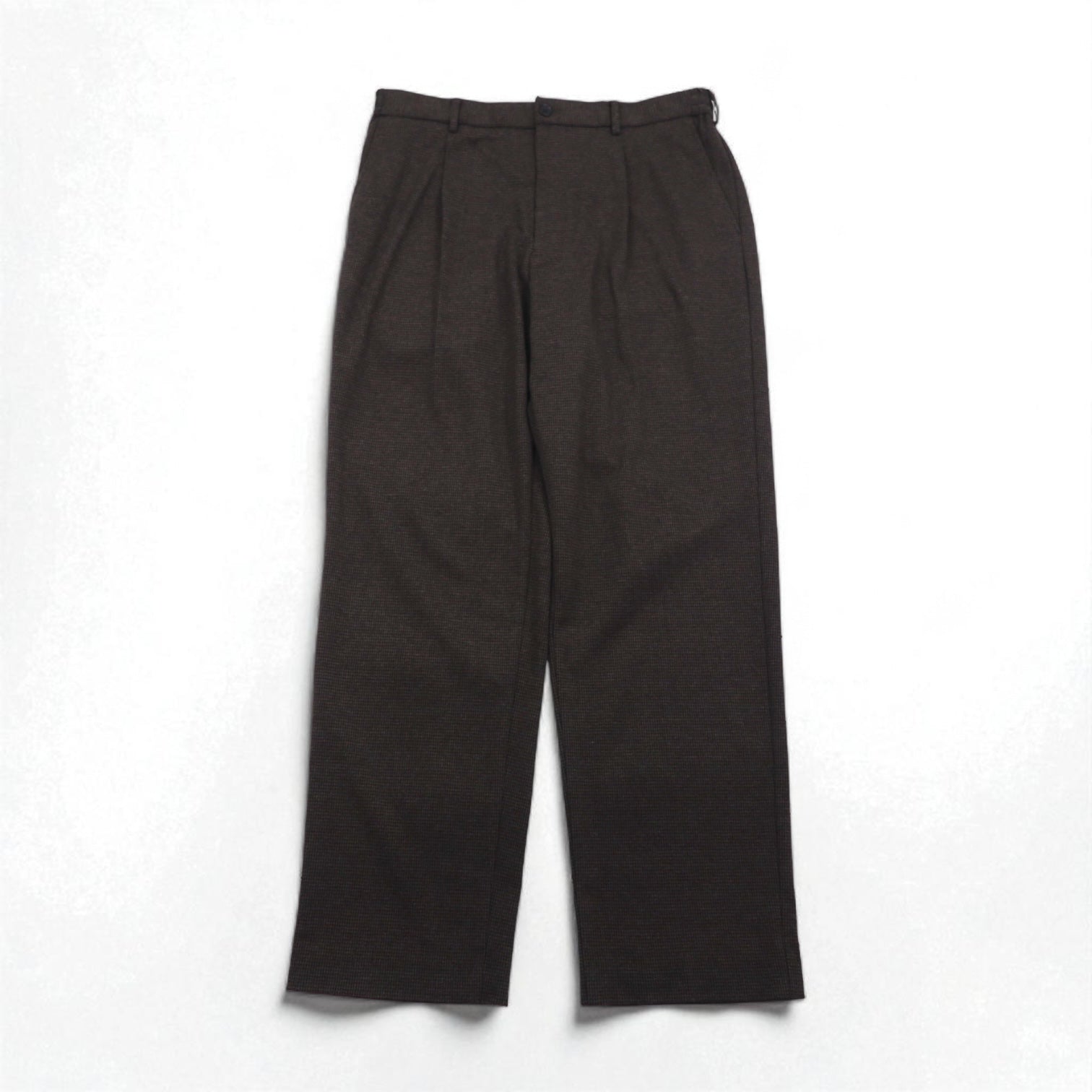 UNIQLO pantaloni ampi con pieghe a quadretti easy fit tipo "slacks" taglia XL, marroni, in cotone