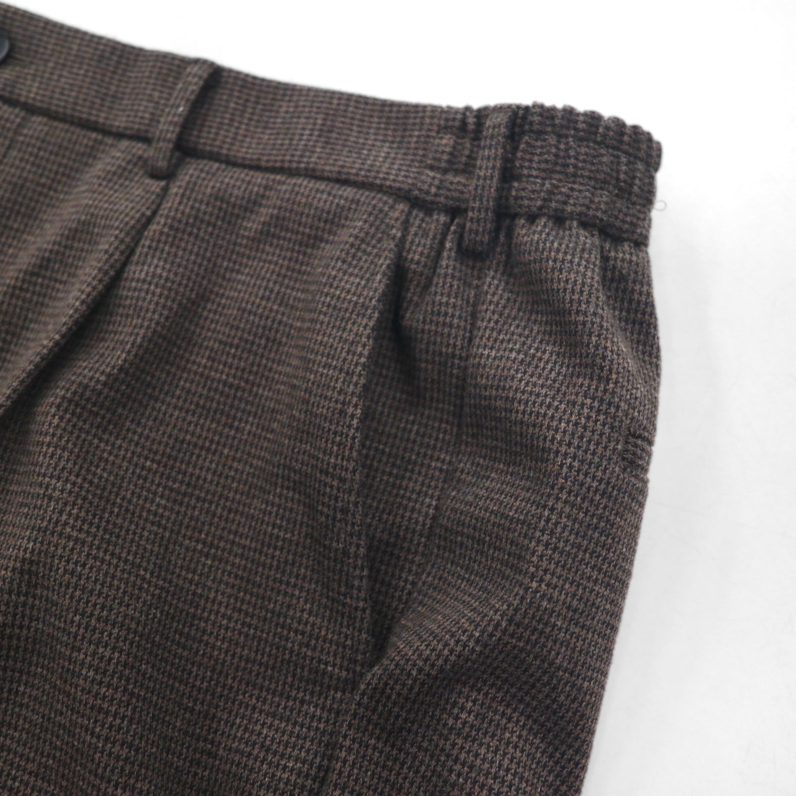 UNIQLO pantaloni ampi con pieghe a quadretti easy fit tipo "slacks" taglia XL, marroni, in cotone