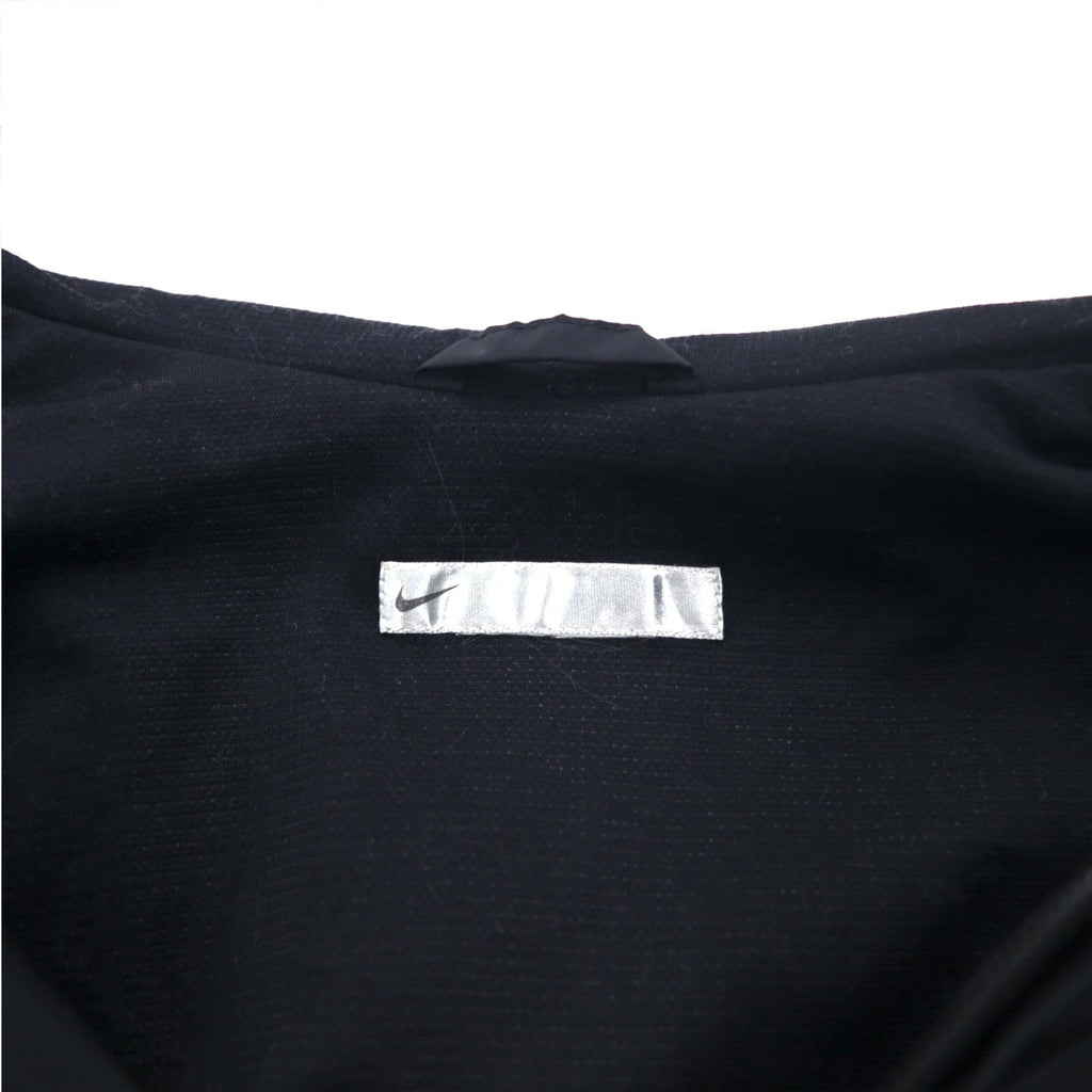 NIKE 00年代 フーデッド ナイロンジャケット L ブラック スウォッシュ 袖ロゴ