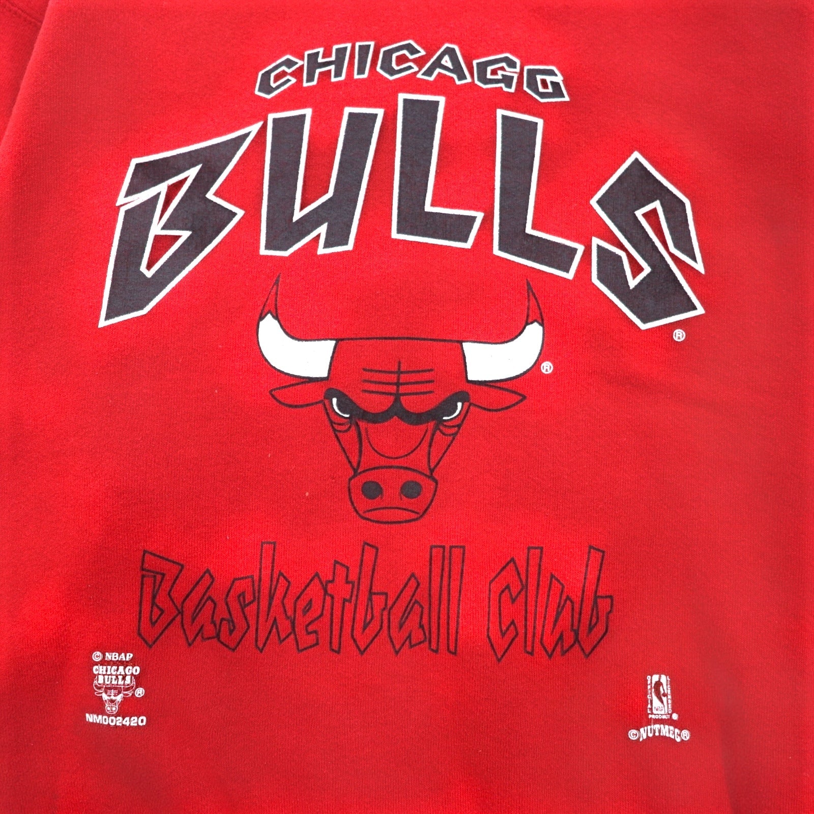 Felpa stampata NBA Chicago Bulls anni '90, Made in USA, taglia L, rossa, marca NUTMEG