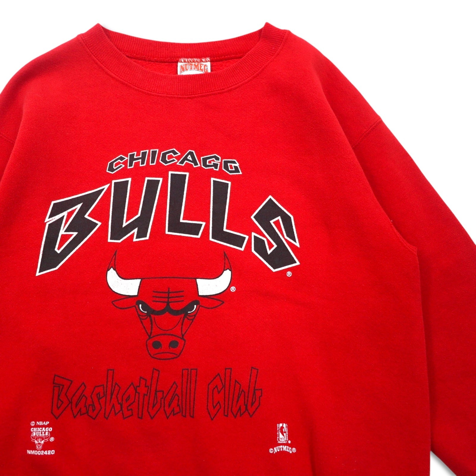 Felpa stampata NBA Chicago Bulls anni '90, Made in USA, taglia L, rossa, marca NUTMEG