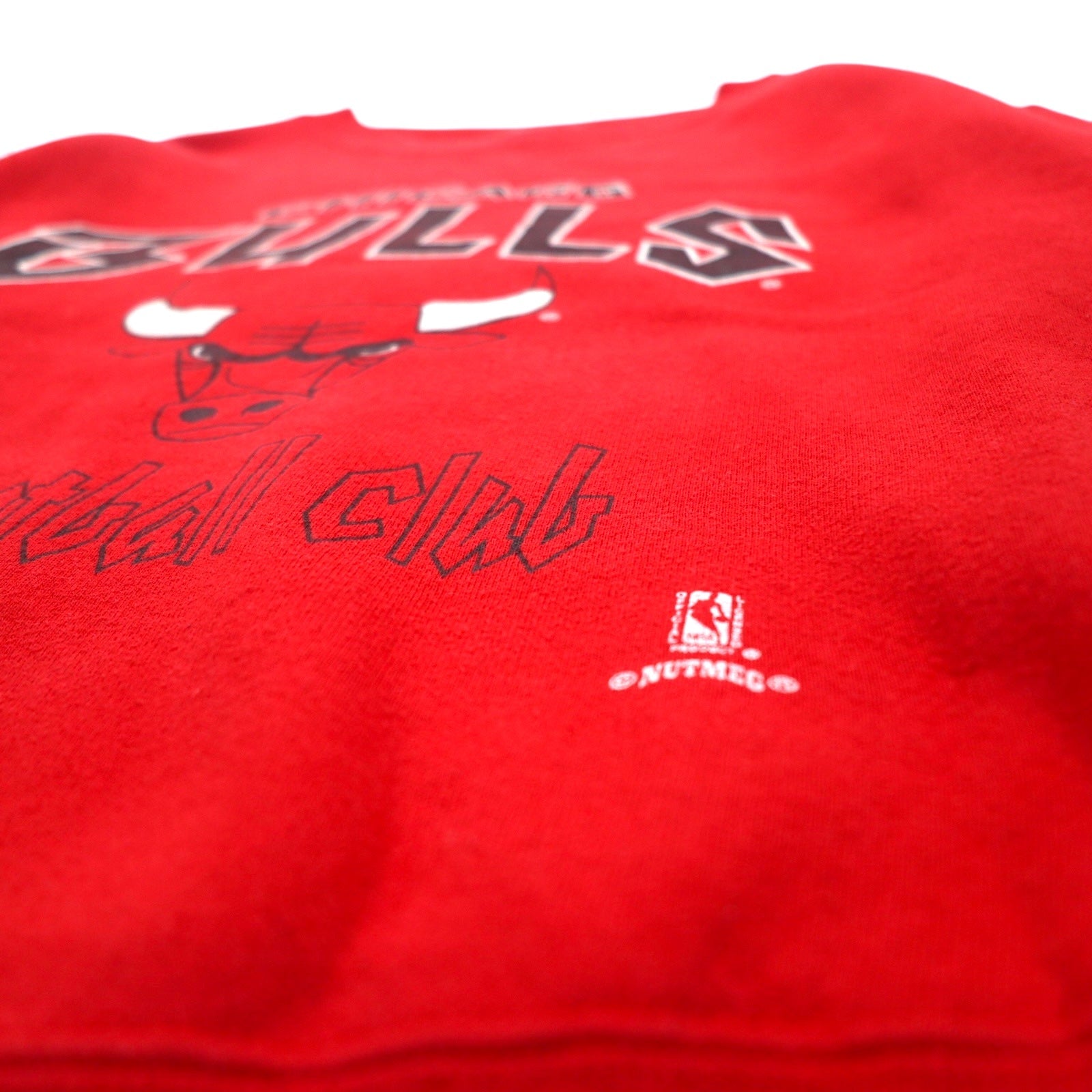 Felpa stampata NBA Chicago Bulls anni '90, Made in USA, taglia L, rossa, marca NUTMEG
