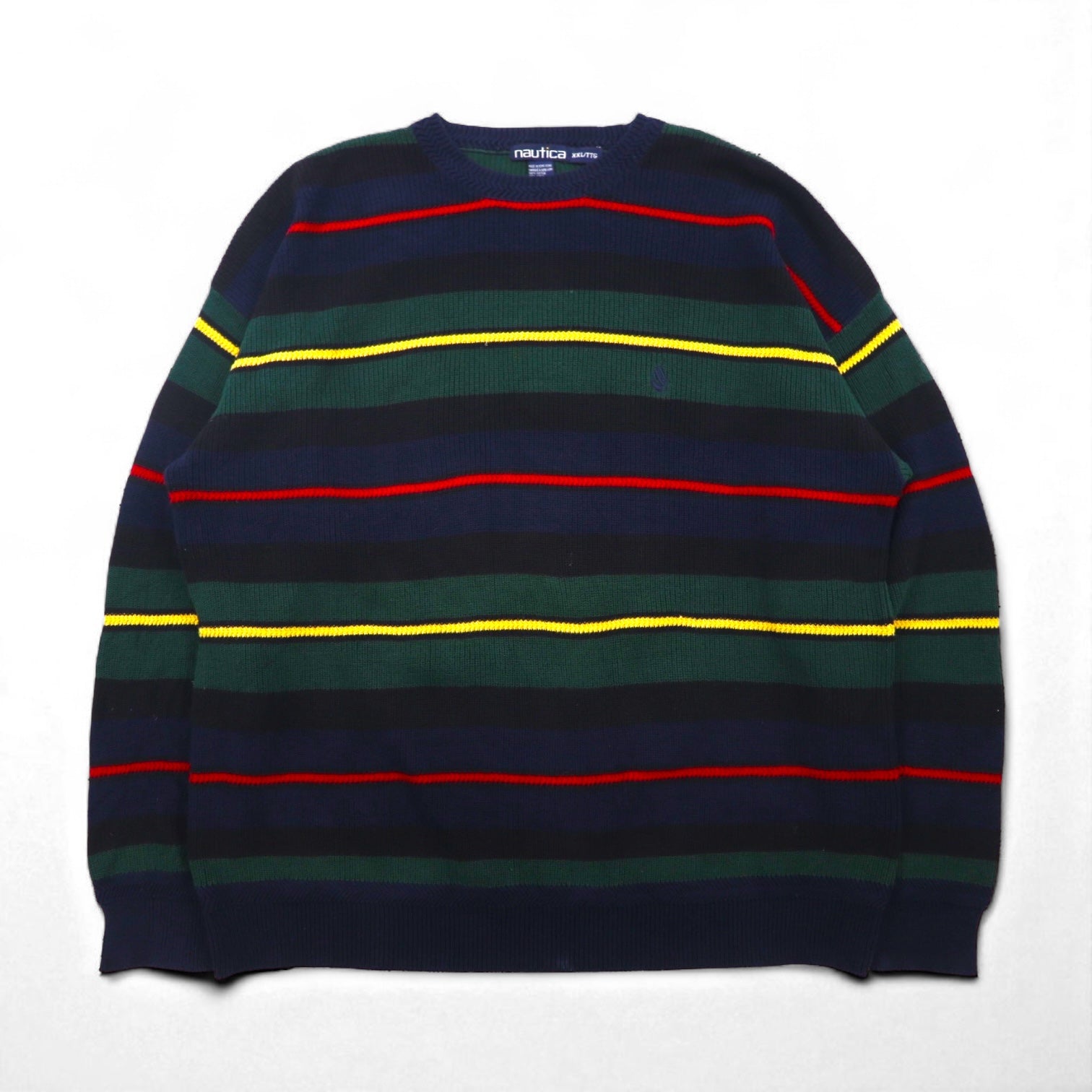 NAUTICA 90年代 ニット セーター 2XL マルチカラー コットン ボーダー ビッグサイズ