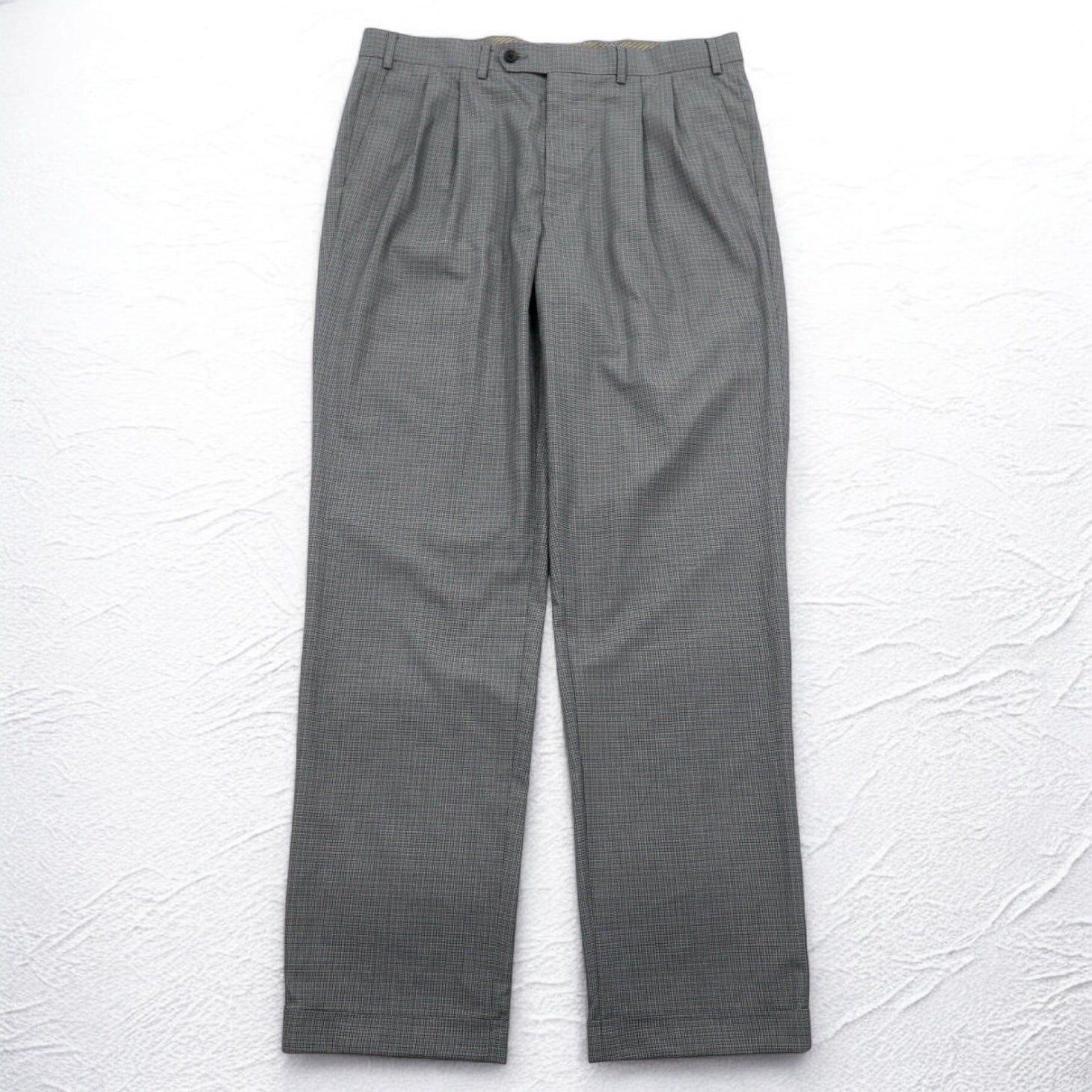 LAUREN RALPH LAUREN Pantaloni a pieghe L Grigio a quadri Poliestere LAVABILE