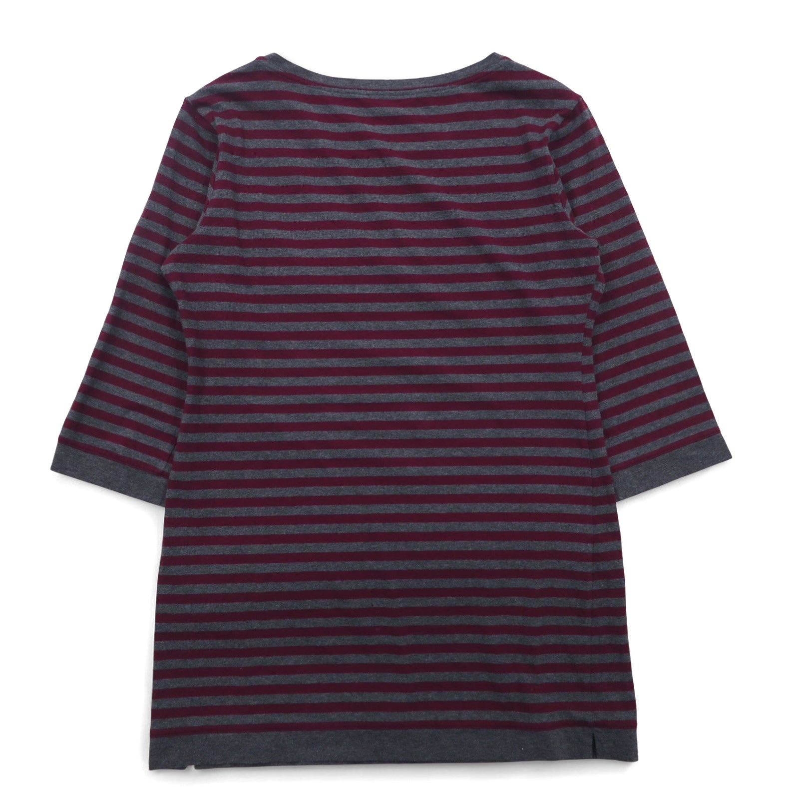 BURBERRY Tunica T-shirt a righe M Grigio Bottoni sulle spalle Logo ricamato Made in Japan