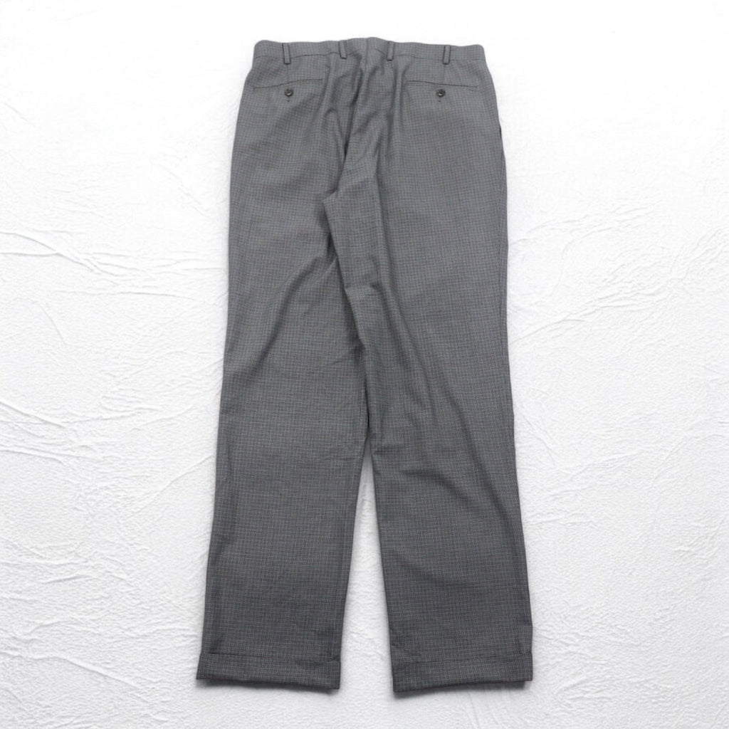 LAUREN RALPH LAUREN Pantaloni a pieghe L Grigio a quadri Poliestere LAVABILE