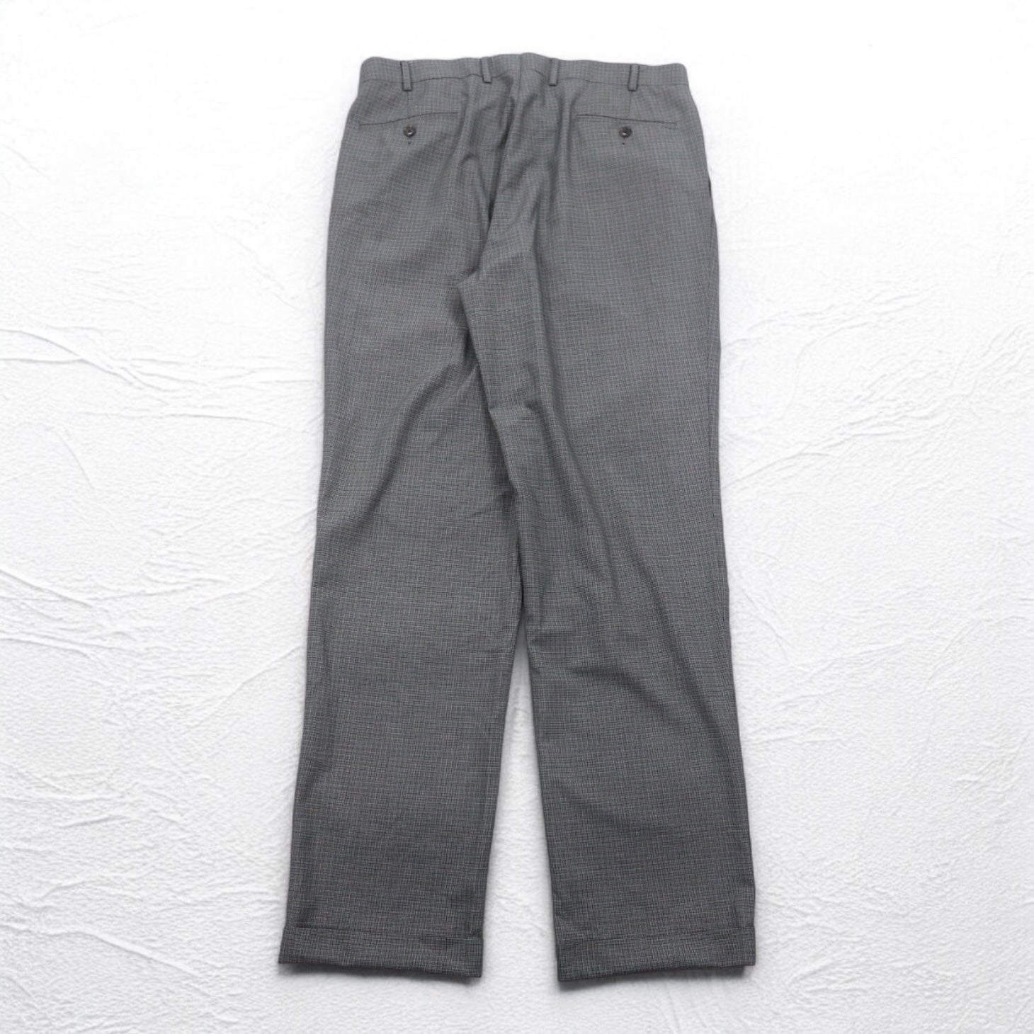 LAUREN RALPH LAUREN Pantaloni a pieghe L Grigio a quadri Poliestere LAVABILE