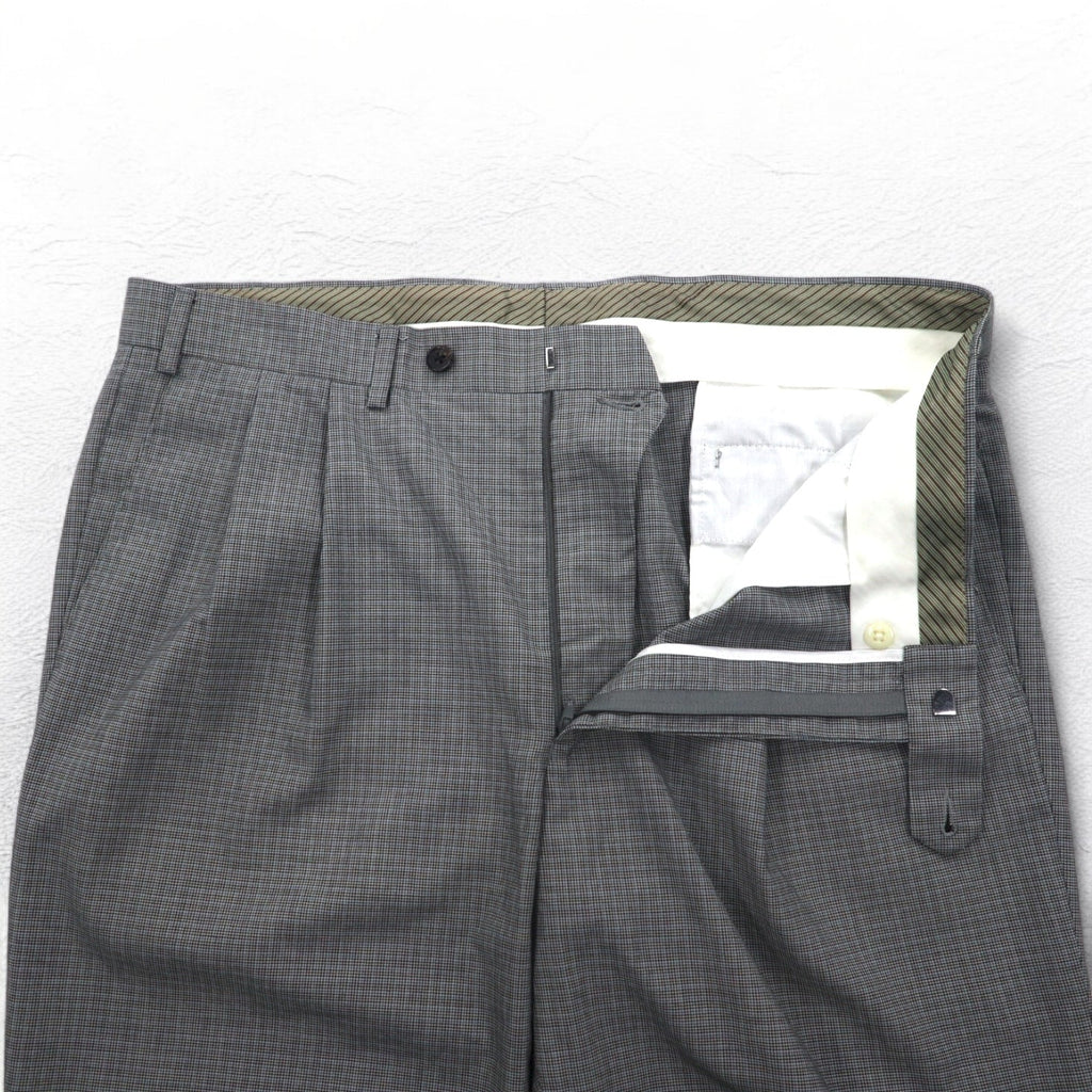 LAUREN RALPH LAUREN Pantaloni a pieghe L Grigio a quadri Poliestere LAVABILE