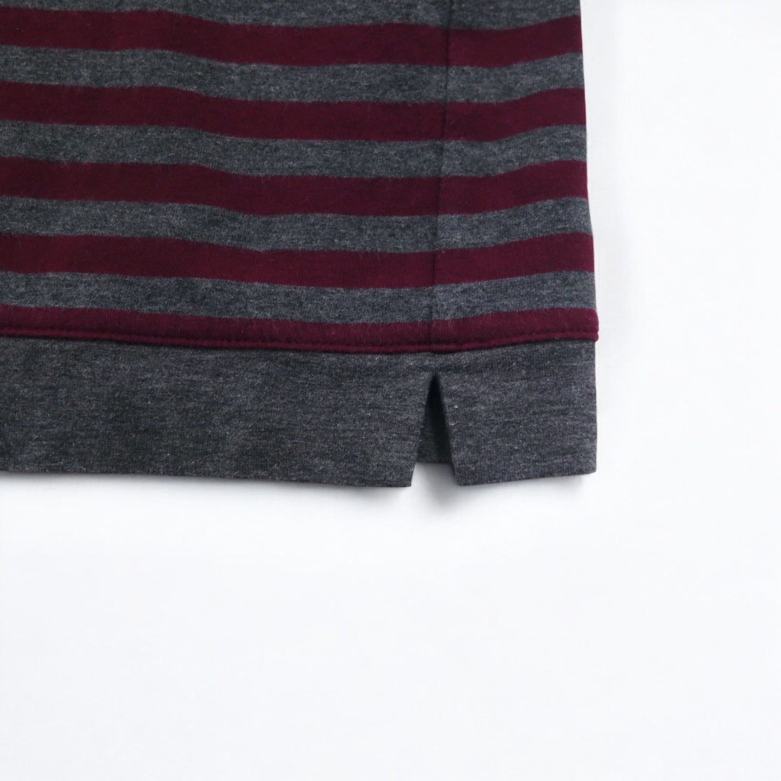 BURBERRY Tunica T-shirt a righe M Grigio Bottoni sulle spalle Logo ricamato Made in Japan