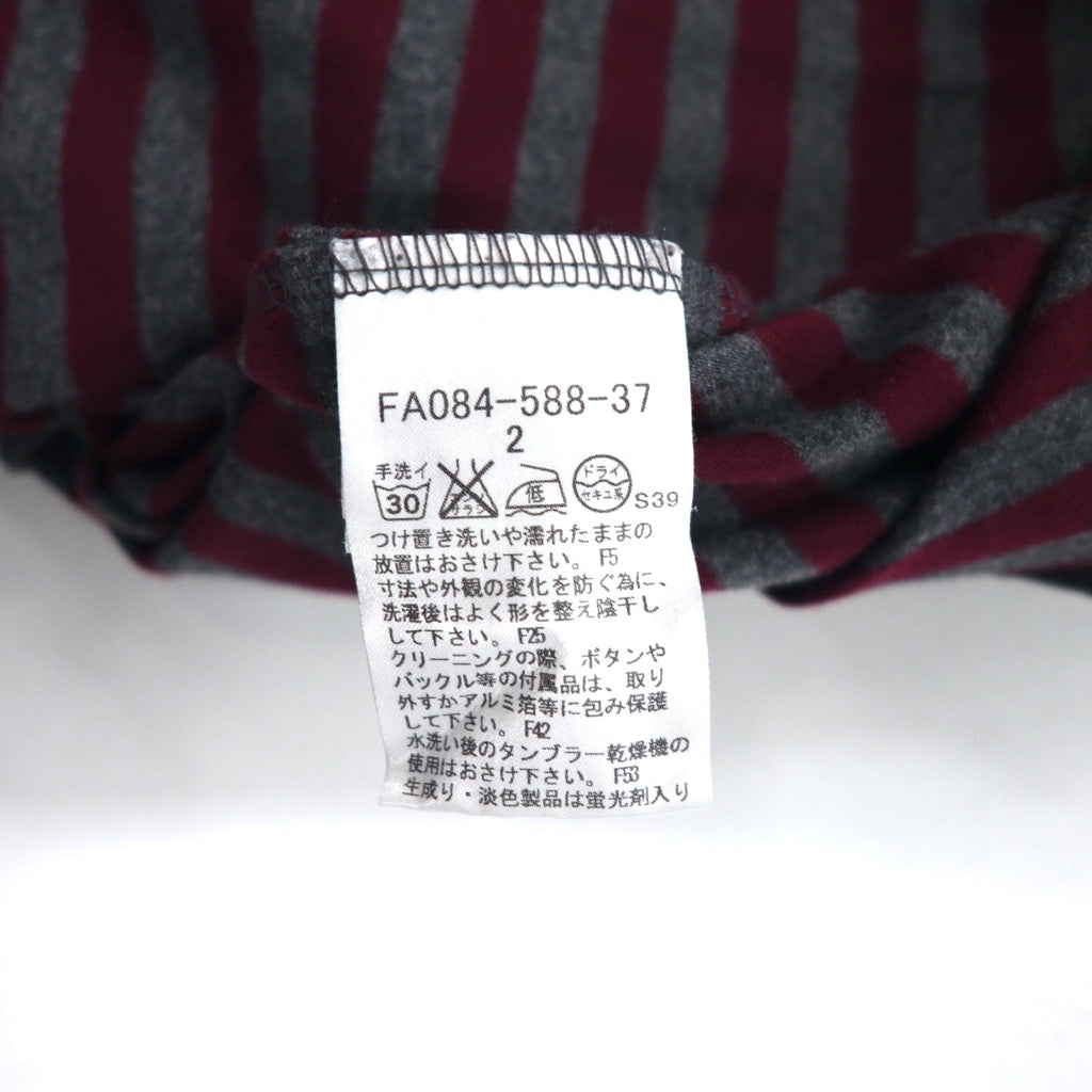BURBERRY ボーダー チュニック Tシャツ M グレー ショルダーボタン ワンポイントロゴ刺繍 日本製