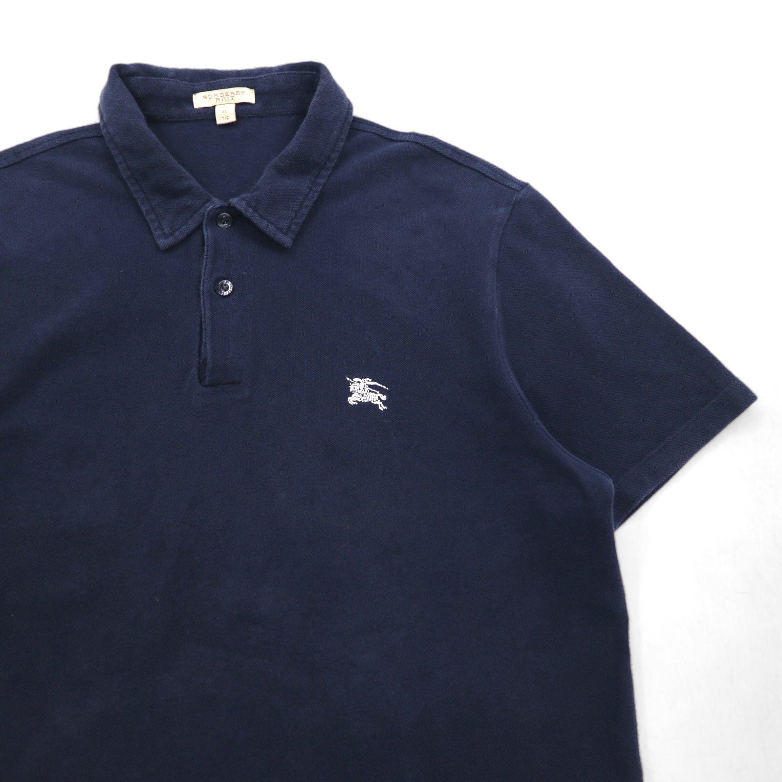 BURBERRY BRIT Polo con motivo Nova Check e inserti in XL, blu navy, cotone piqué, logo ricamato, made in Turchia