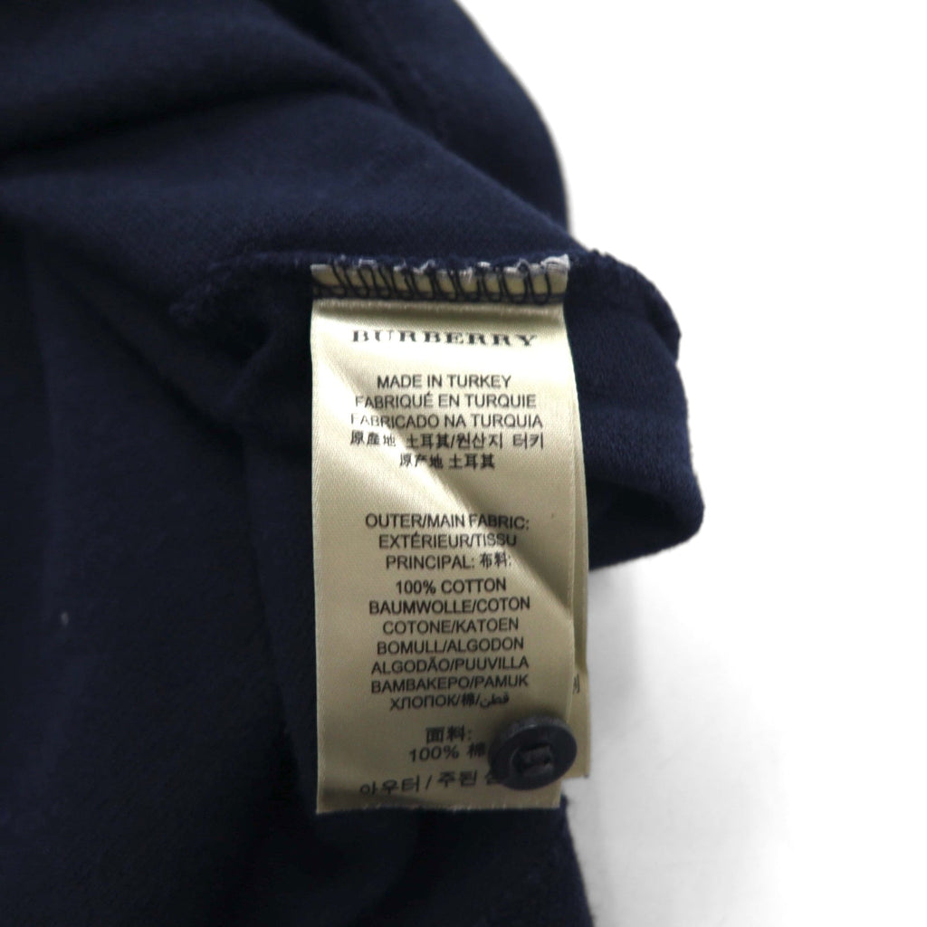 BURBERRY BRIT Polo con motivo Nova Check e inserti in XL, blu navy, cotone piqué, logo ricamato, made in Turchia