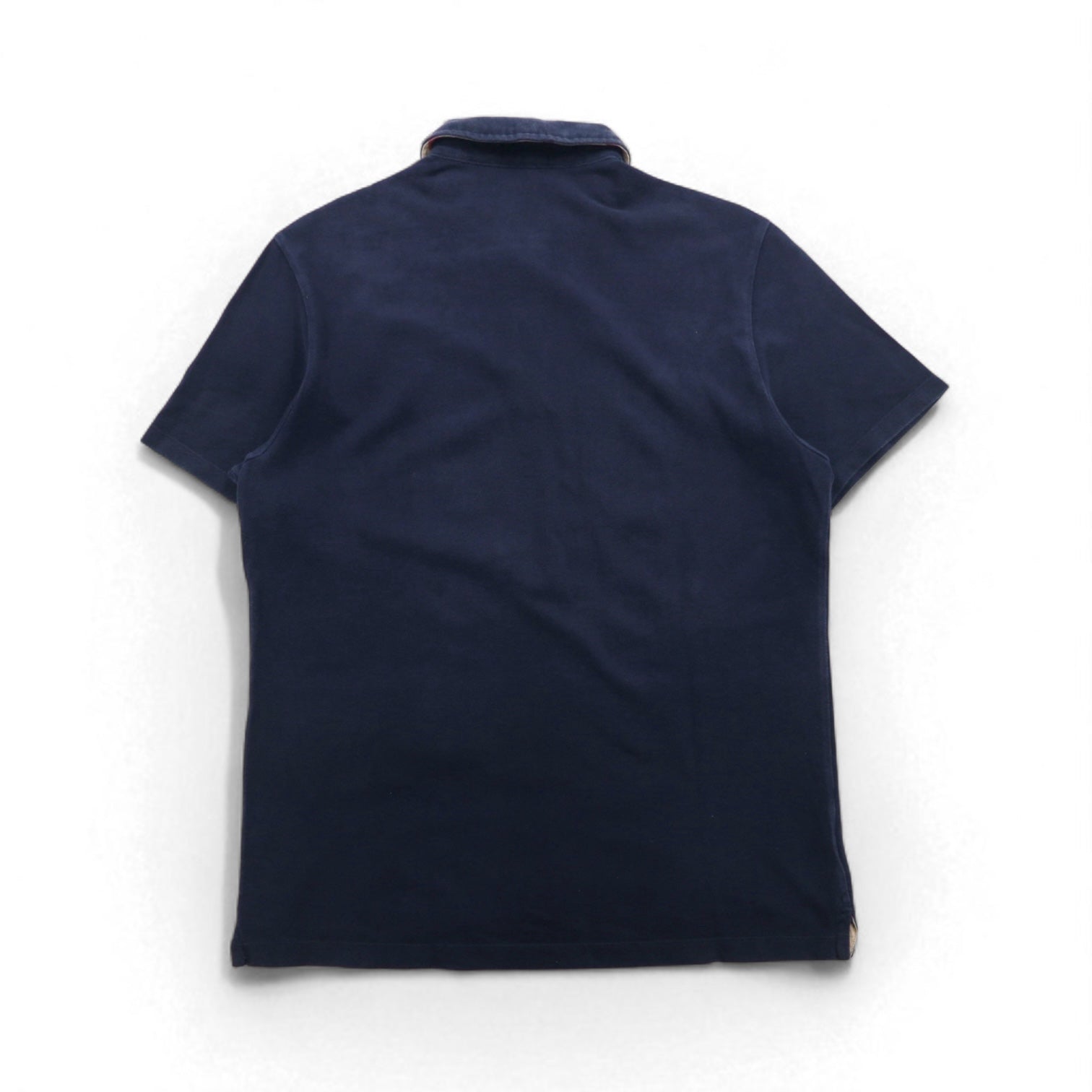 BURBERRY BRIT Polo con motivo Nova Check e inserti in XL, blu navy, cotone piqué, logo ricamato, made in Turchia