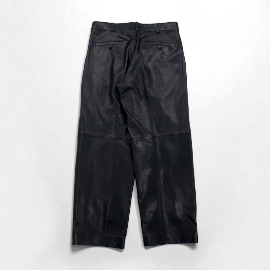 Bell Maxim Pantaloni ampi in pelle a 2 pieghe, stile chino, taglia XL, colore nero, in pelle bovina, made in Japan