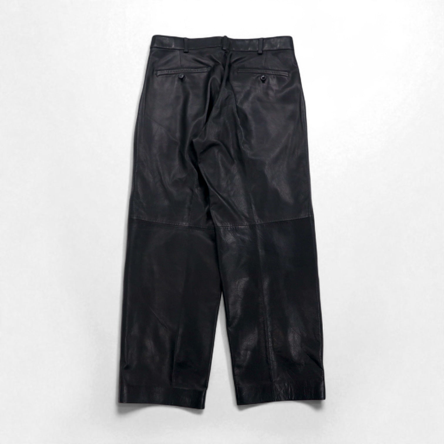 Bell Maxim Pantaloni ampi in pelle a 2 pieghe, stile chino, taglia XL, colore nero, in pelle bovina, made in Japan
