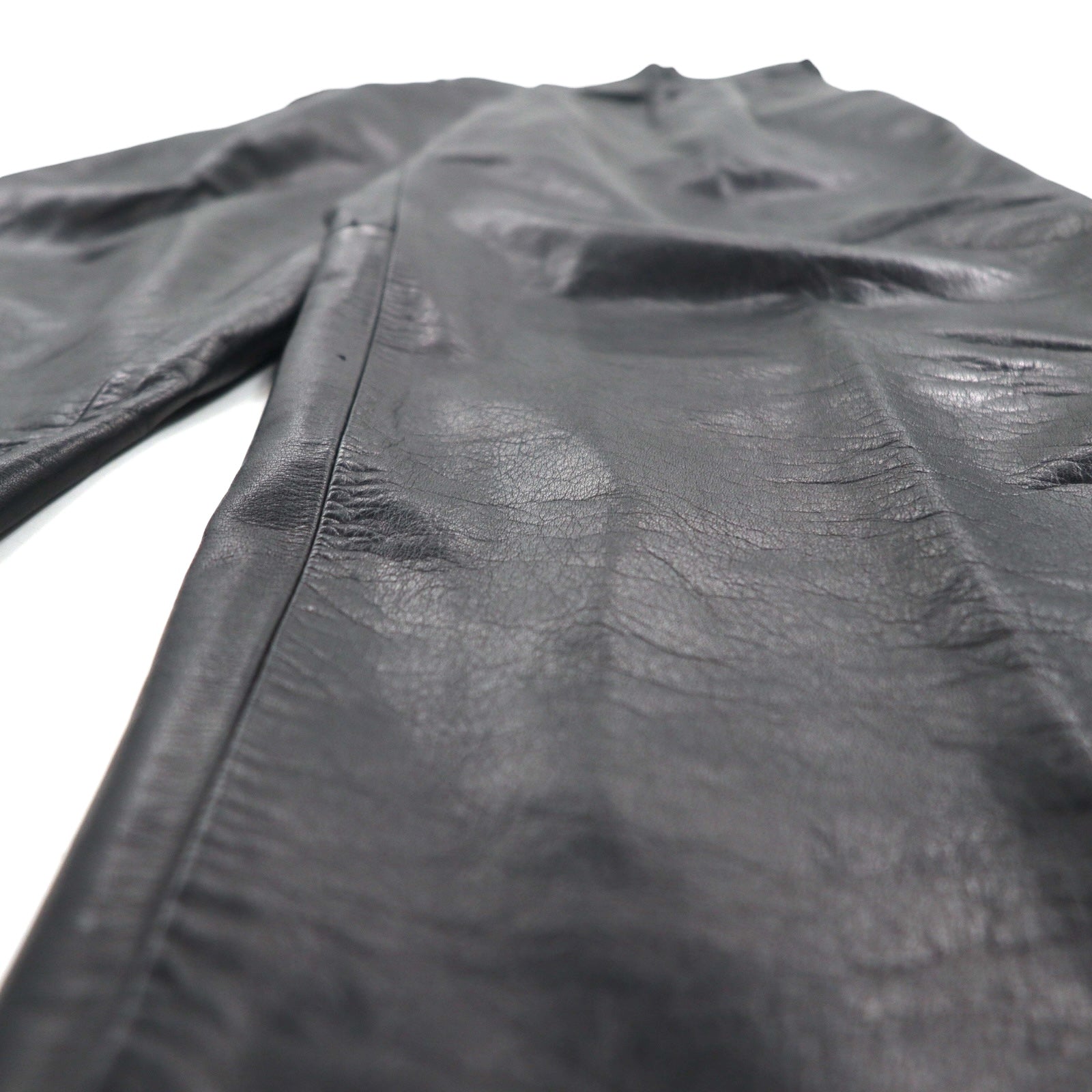 Bell Maxim Pantaloni ampi in pelle a 2 pieghe, stile chino, taglia XL, colore nero, in pelle bovina, made in Japan