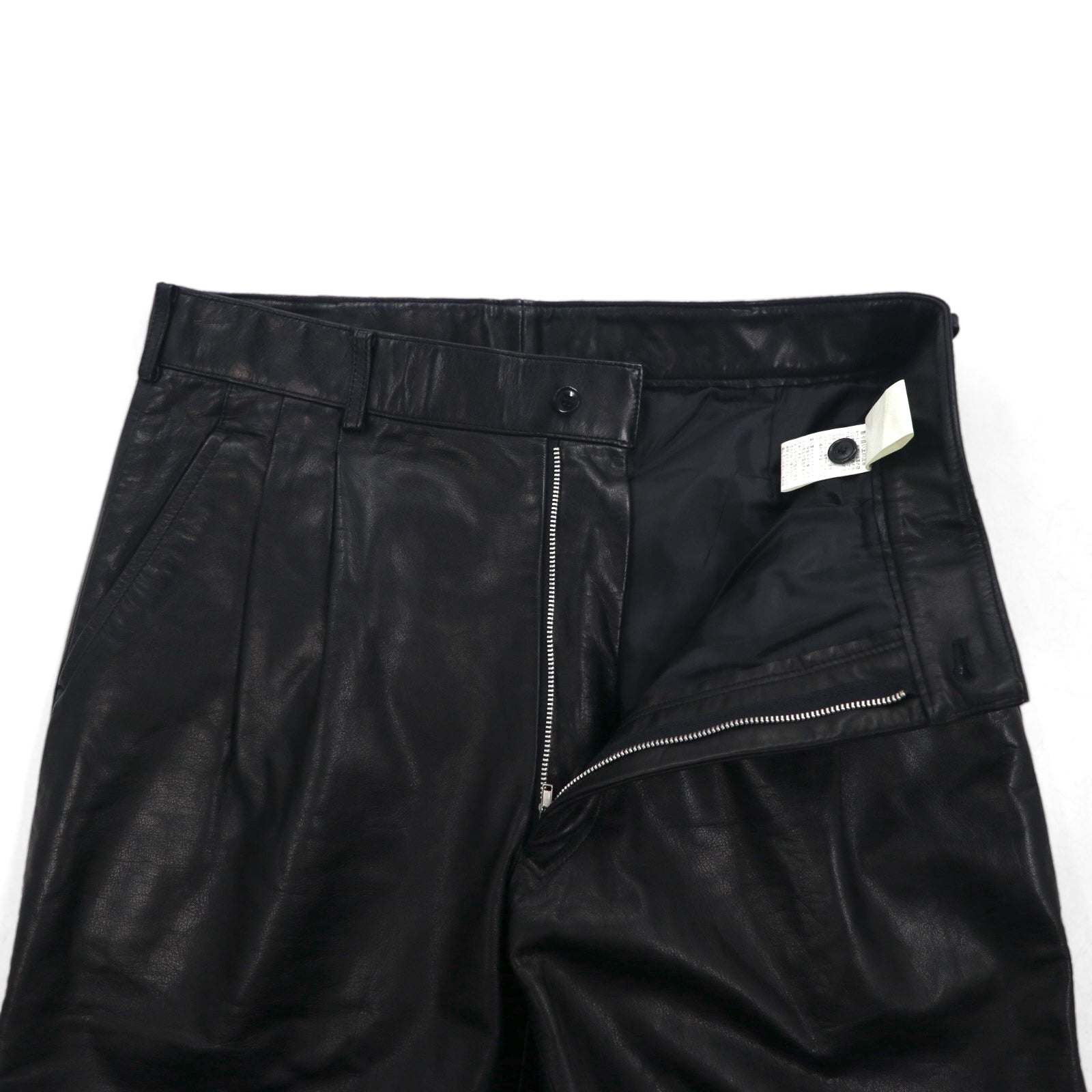 Bell Maxim Pantaloni ampi in pelle a 2 pieghe, stile chino, taglia XL, colore nero, in pelle bovina, made in Japan