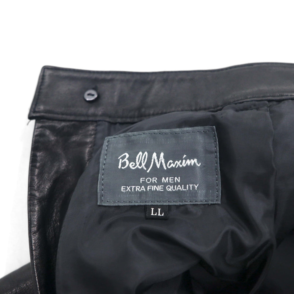 Bell Maxim Pantaloni ampi in pelle a 2 pieghe, stile chino, taglia XL, colore nero, in pelle bovina, made in Japan