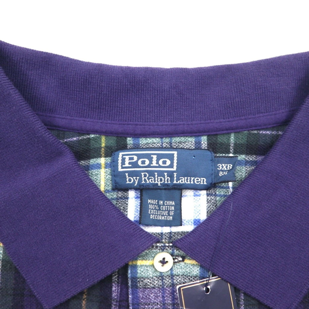 Polo by Ralph Lauren anni '90, polo con ricamo Big Pony, 3XL, a quadri blu navy e verde, mai usata