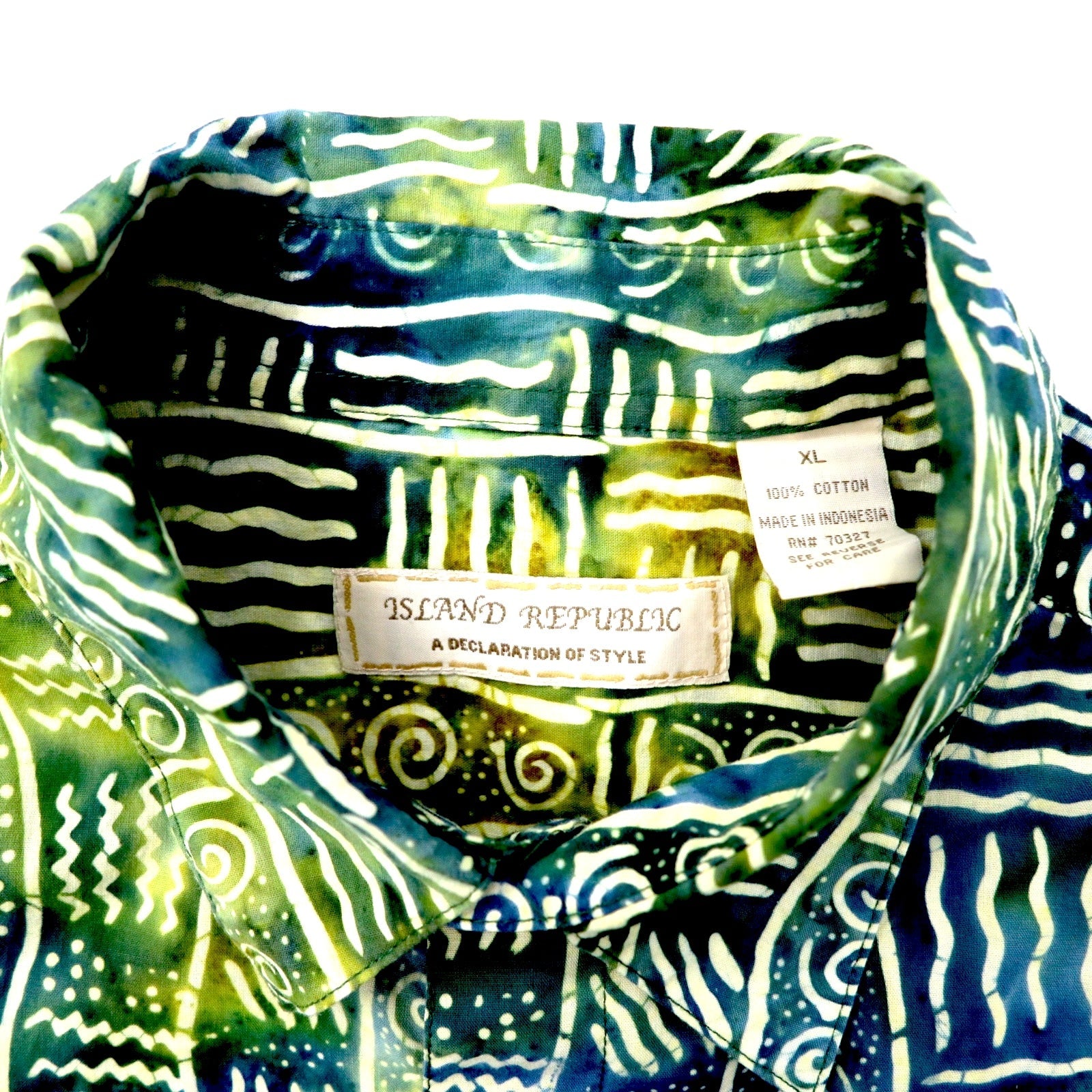 ISLAND REPUBLIC Camicia a maniche corte anni '90 con stampa all-over, camicia hawaiana XL, multicolore, in cotone, taglia grande