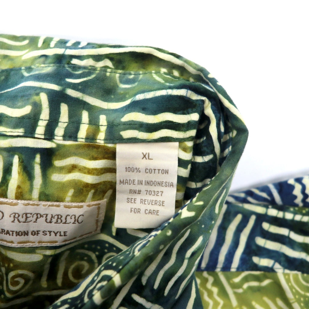 ISLAND REPUBLIC Camicia a maniche corte anni '90 con stampa all-over, camicia hawaiana XL, multicolore, in cotone, taglia grande