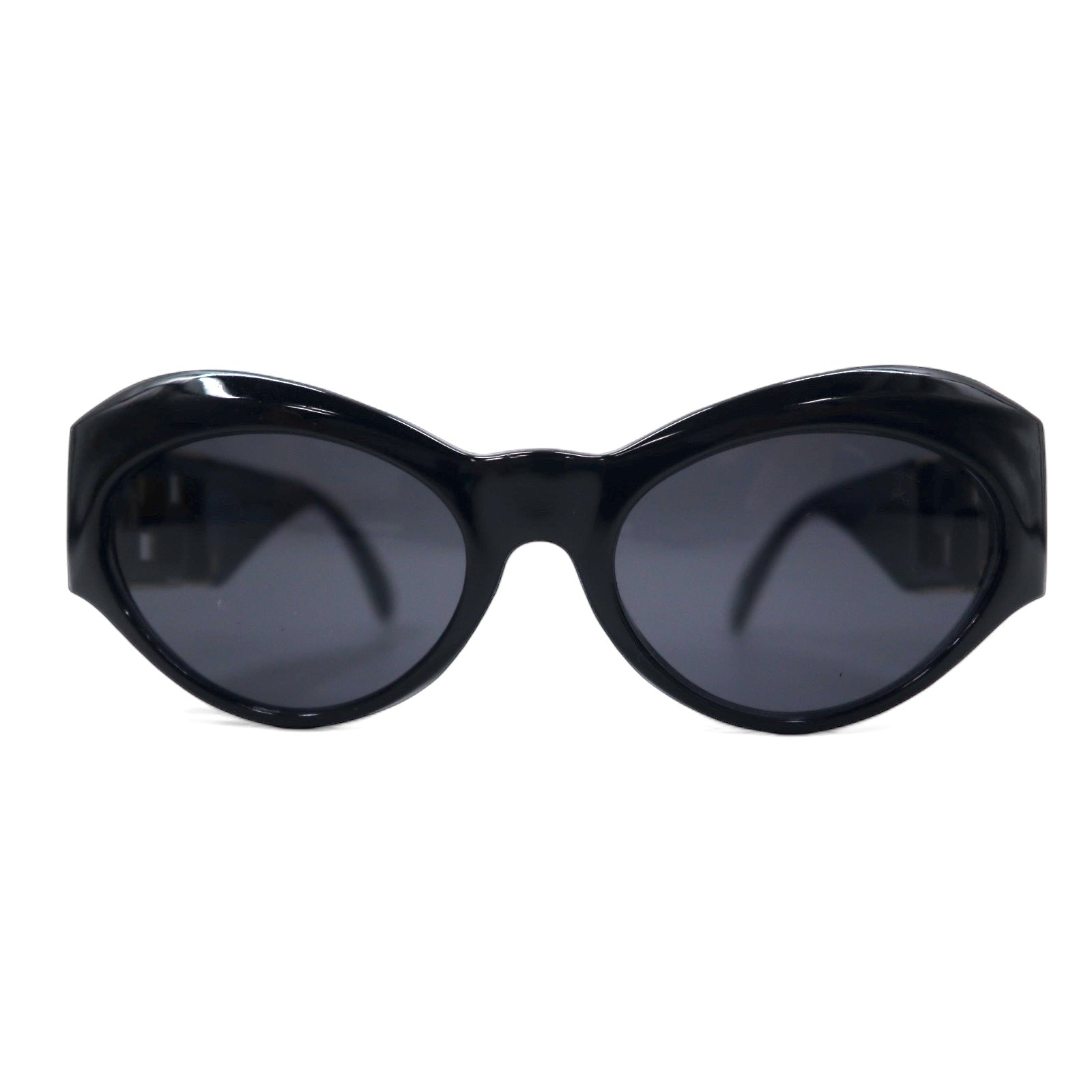 GIANNI VERSACE Occhiali da sole vintage Cat-Eye Fox neri con logo laterale
