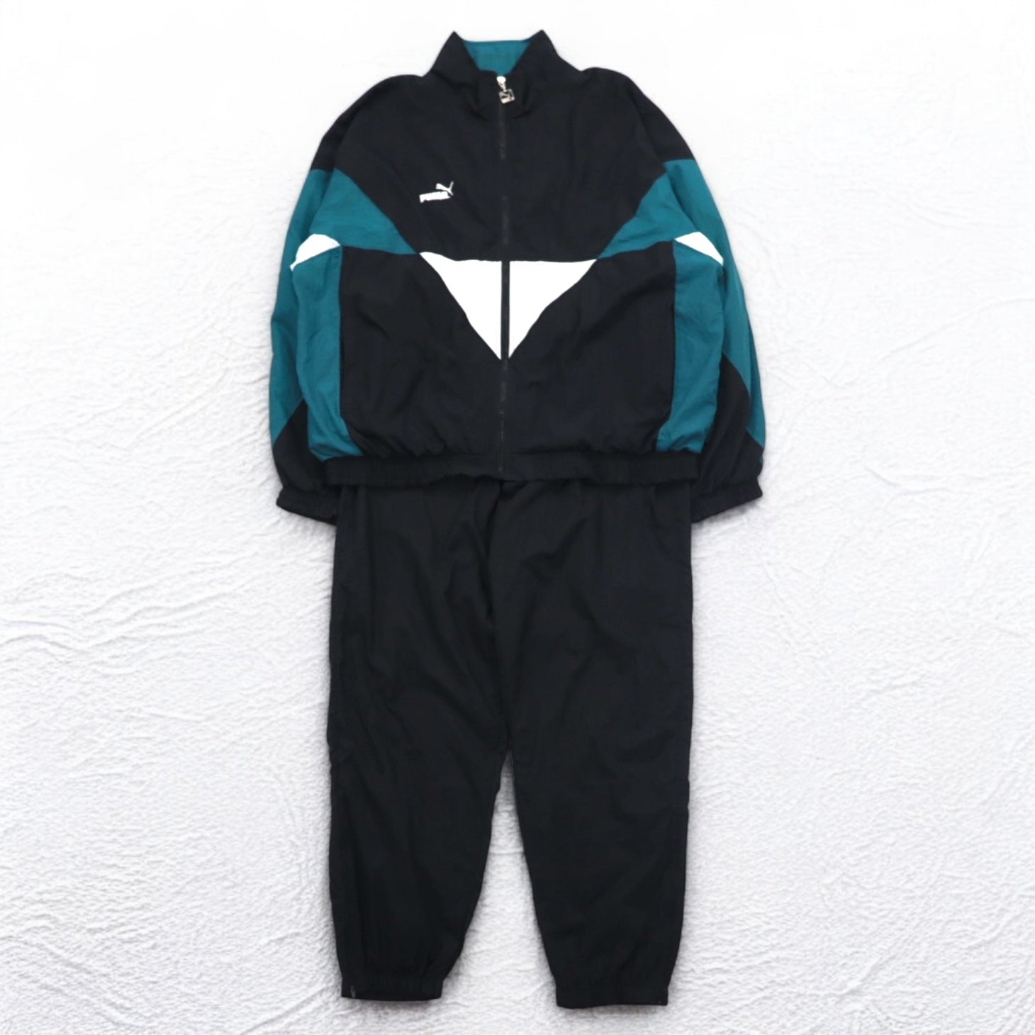 PUMA anni '90 Tuta da ginnastica tuta sportiva completa L Nero Nylon