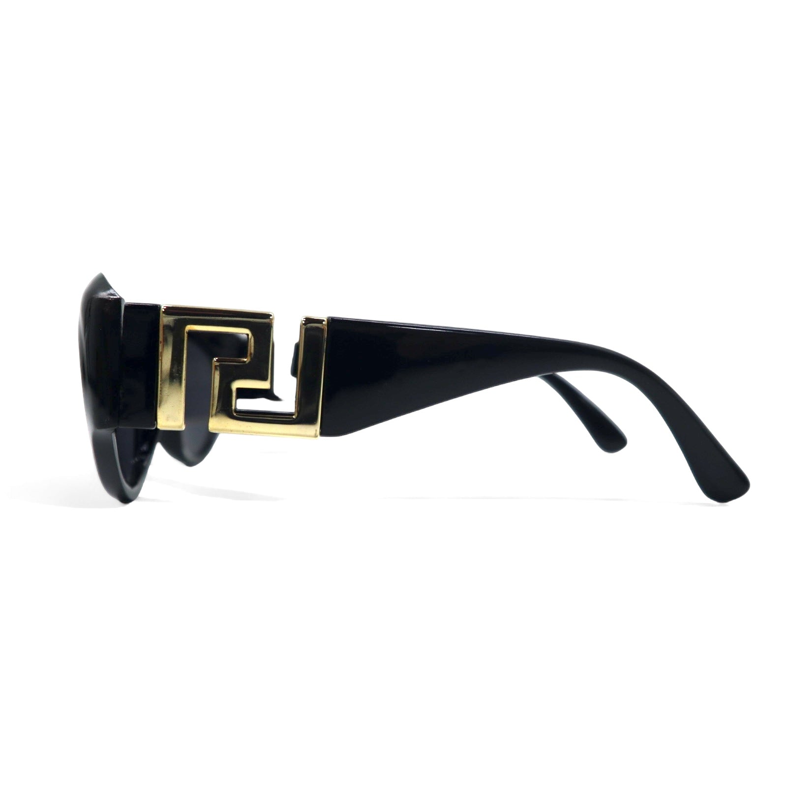 GIANNI VERSACE Occhiali da sole vintage Cat-Eye Fox neri con logo laterale