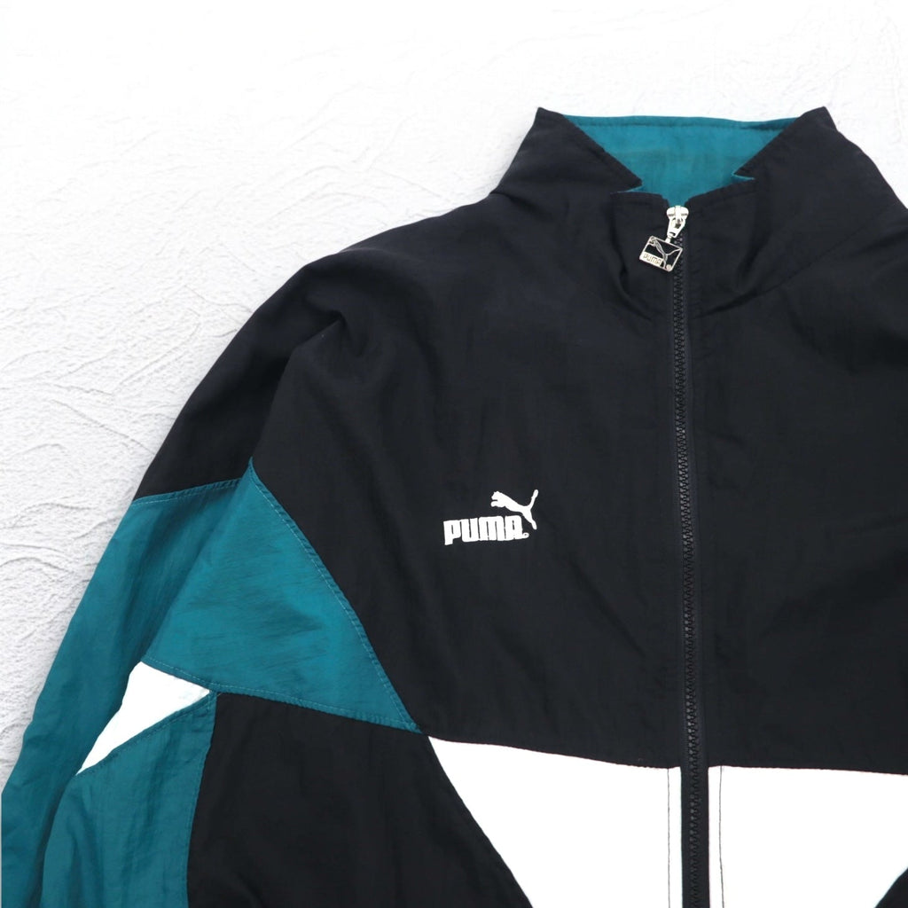 PUMA anni '90 Tuta da ginnastica tuta sportiva completa L Nero Nylon